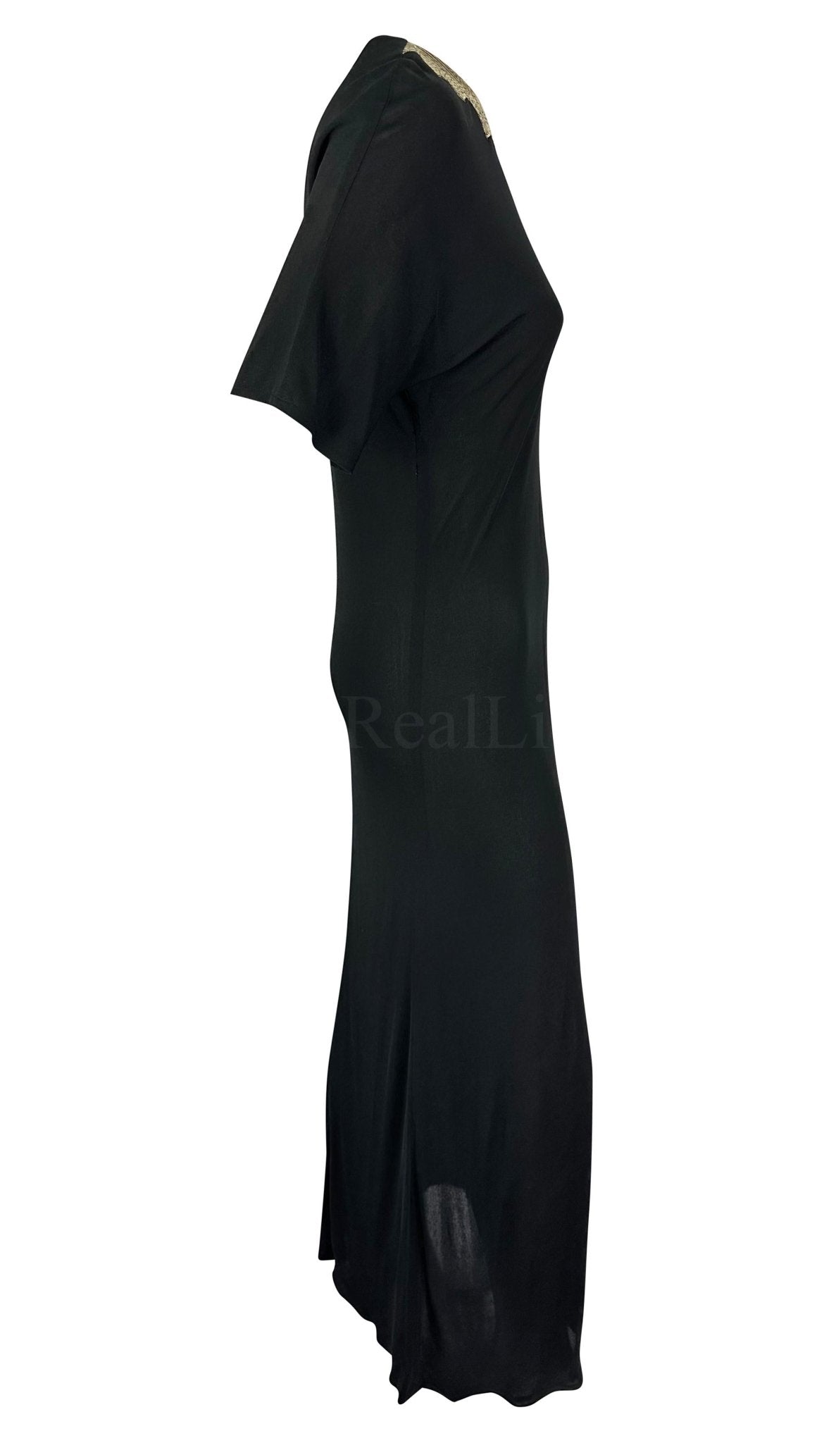 F/W 1979 Chloé by Karl Lagerfeld Runway Black Geometric Embroidery Gown - RealList