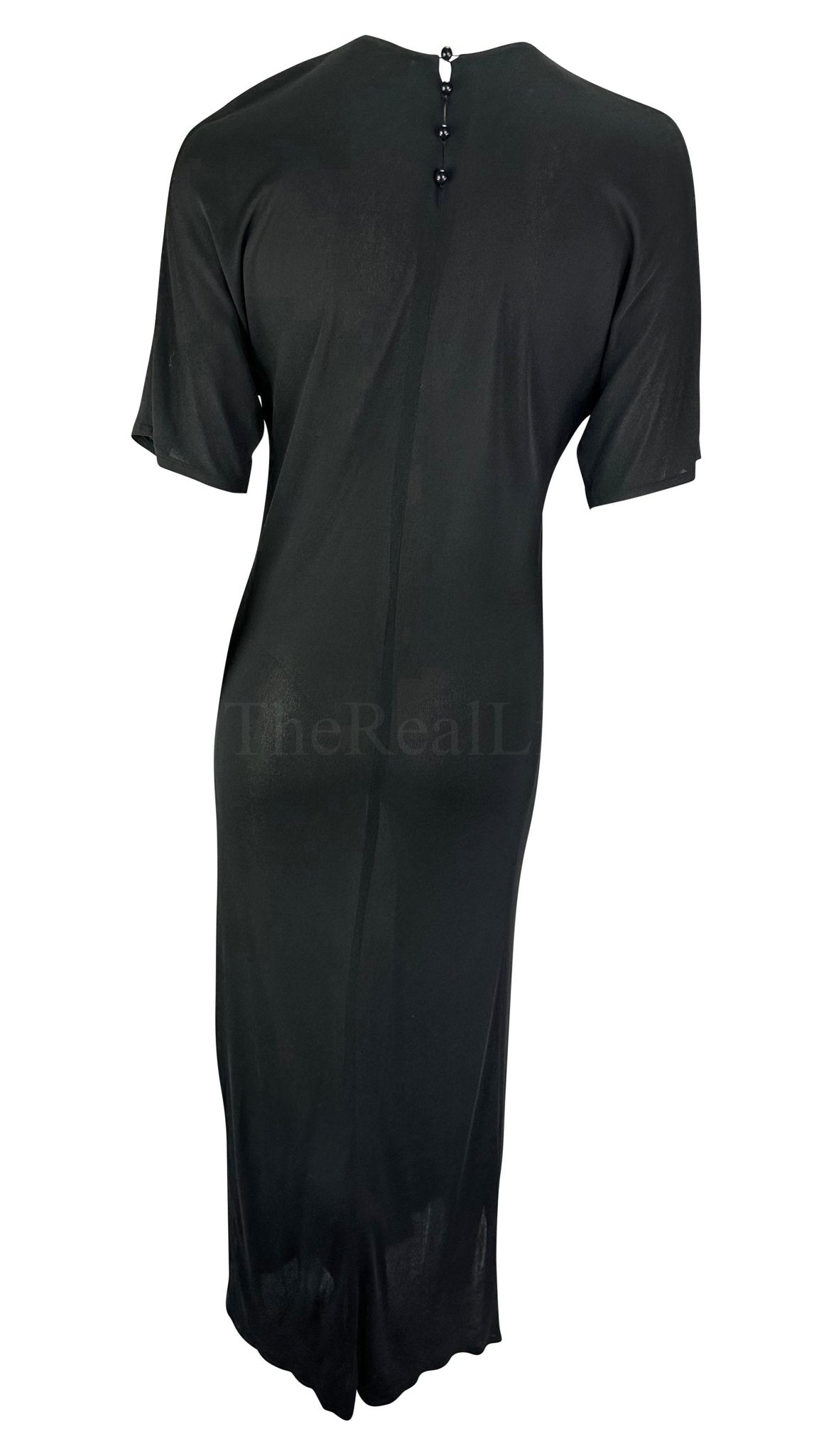 F/W 1979 Chloé by Karl Lagerfeld Runway Black Geometric Embroidery Gown - RealList