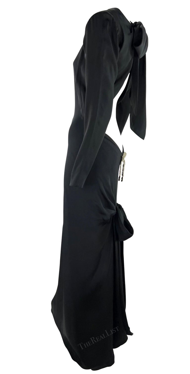 F/W 1983 Yves Saint Laurent Haute Couture Rhinestone Bow Backless Décolleté Gown - RealList