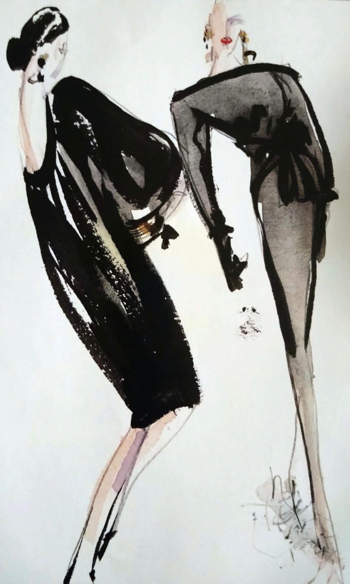 F/W 1983 Yves Saint Laurent Haute Couture Runway Black Velvet Bow Midi Dress - RealList