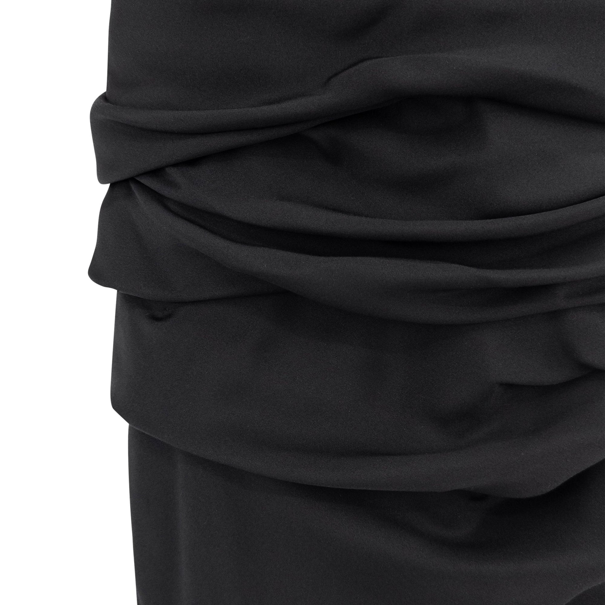 F/W 1987 Gianni Versace Black Bias Draped Sculptural Ruched Short Sleeve Midi Dress - RealList