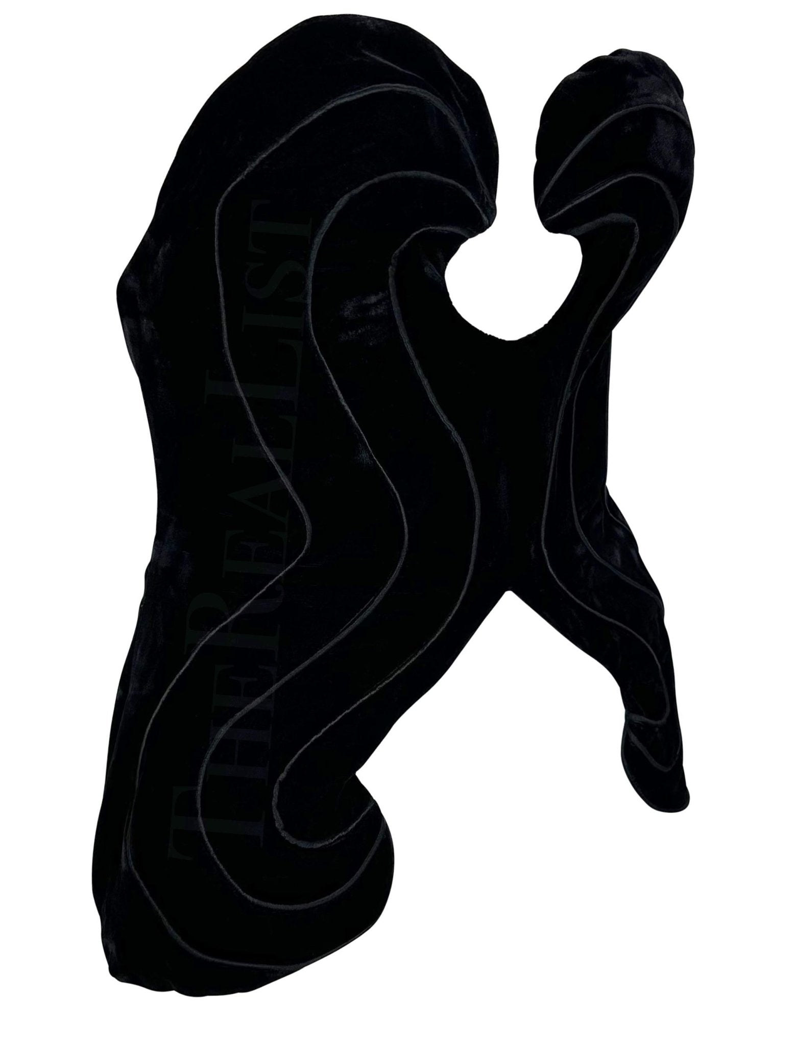 F/W 1987 Thierry Mugler Curved Black Velvet Bustier Cutout Crop Top - RealList