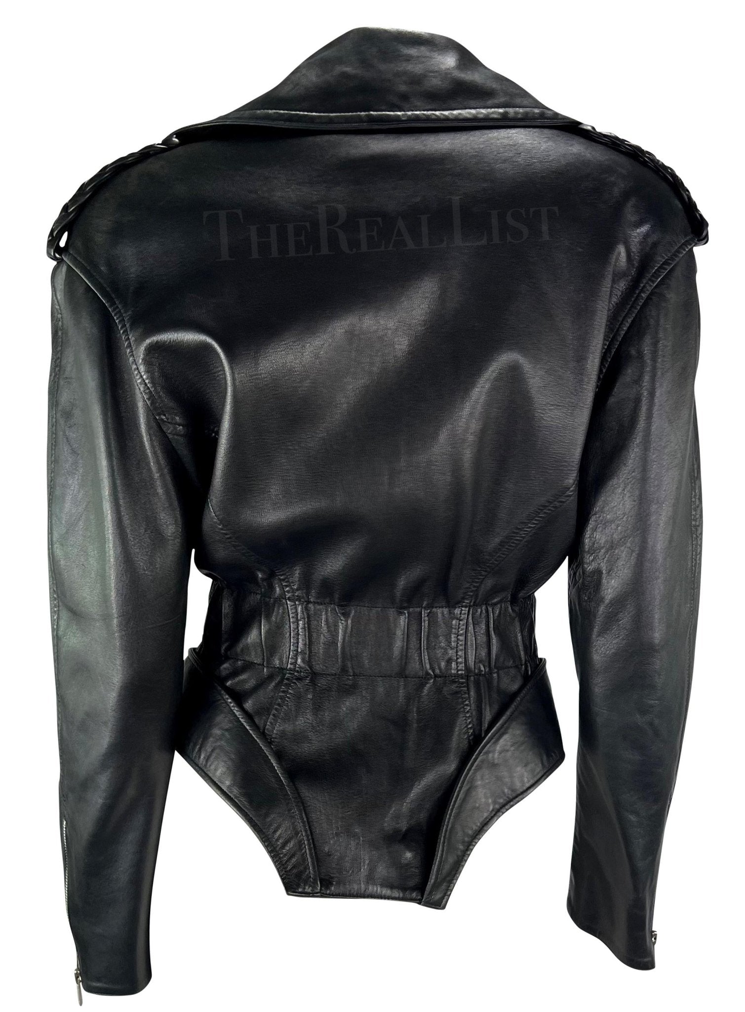 F/W 1988 Thierry Mugler 'Les Infernales' Hip Cutout Leather Moto Biker Jacket - RealList