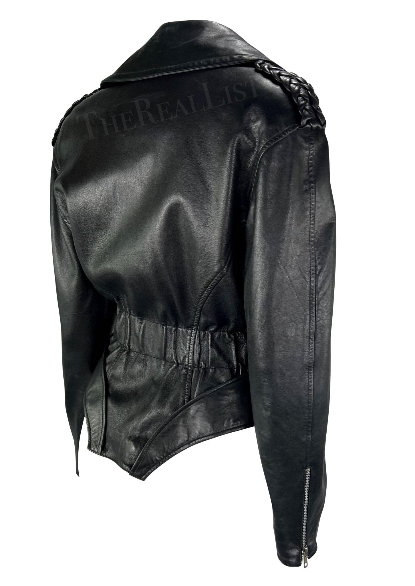 F/W 1988 Thierry Mugler 'Les Infernales' Hip Cutout Leather Moto Biker Jacket - RealList