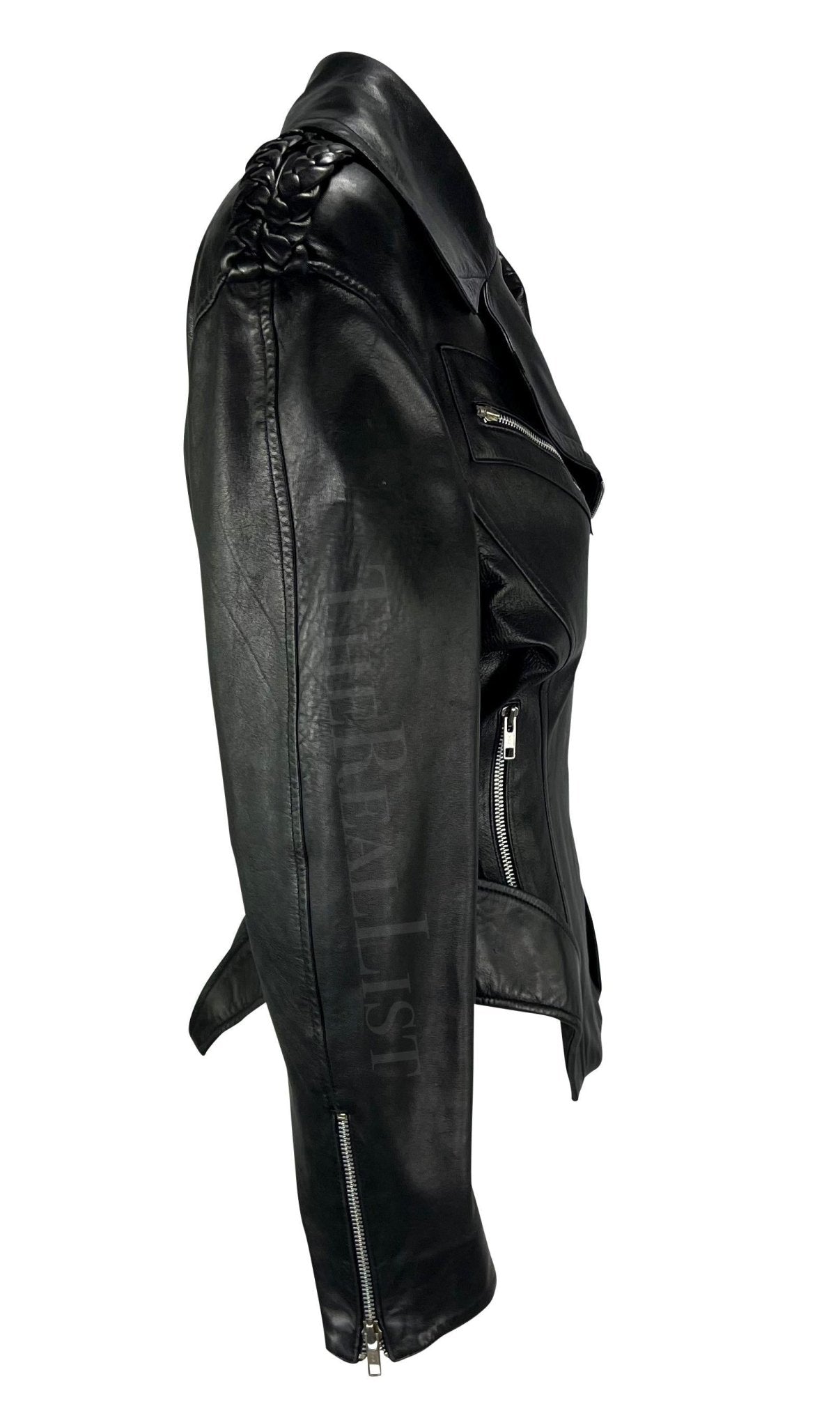 F/W 1988 Thierry Mugler 'Les Infernales' Hip Cutout Leather Moto Biker Jacket - RealList