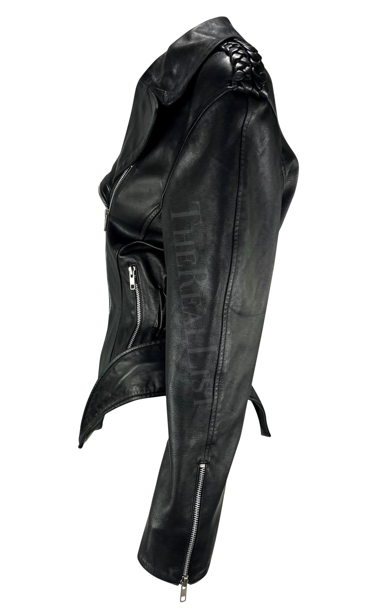 F/W 1988 Thierry Mugler 'Les Infernales' Hip Cutout Leather Moto Biker Jacket - RealList