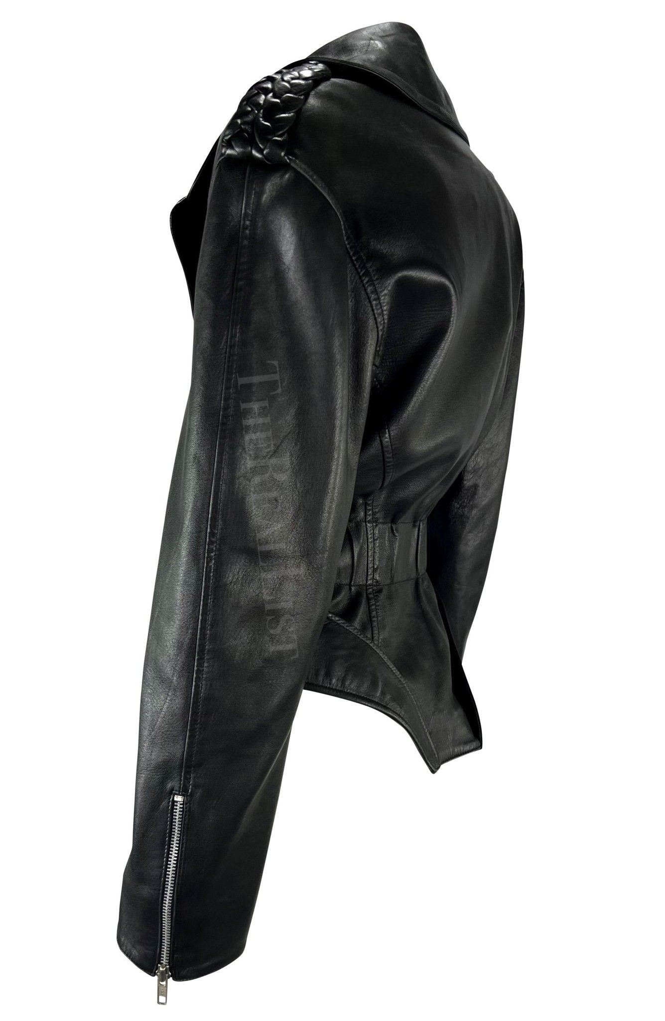 F/W 1988 Thierry Mugler 'Les Infernales' Hip Cutout Leather Moto Biker Jacket - RealList