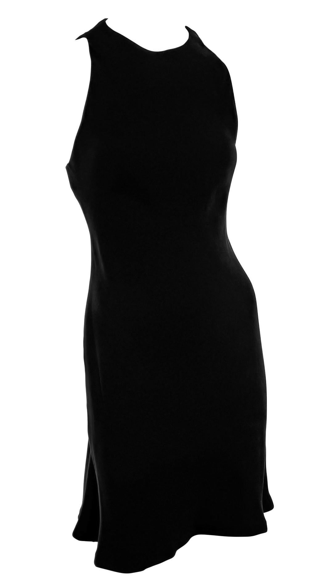 F/W 1989 Ralph Lauren Naomi Campbell Runway Black Bias Cut Silk Sleeveless Dress - RealList