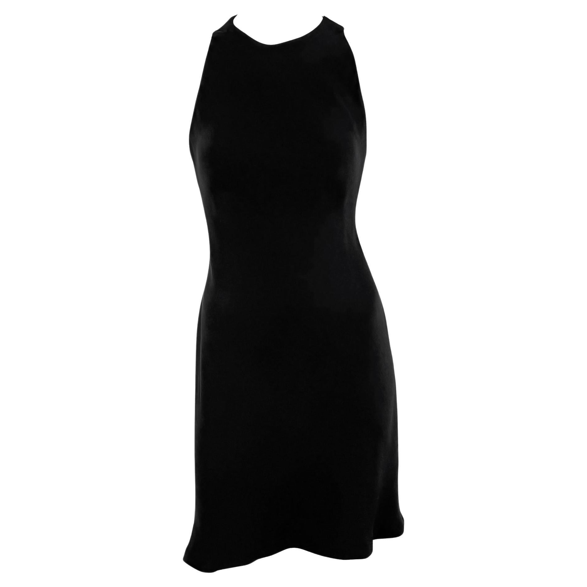 F/W 1989 Ralph Lauren Naomi Campbell Runway Black Bias Cut Silk Sleeveless Dress - RealList