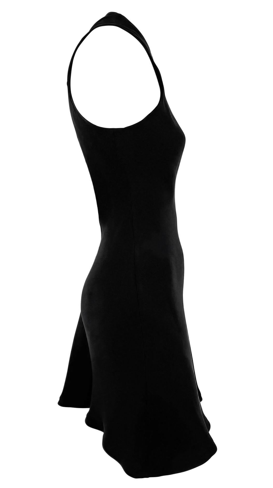F/W 1989 Ralph Lauren Naomi Campbell Runway Black Bias Cut Silk Sleeveless Dress - RealList