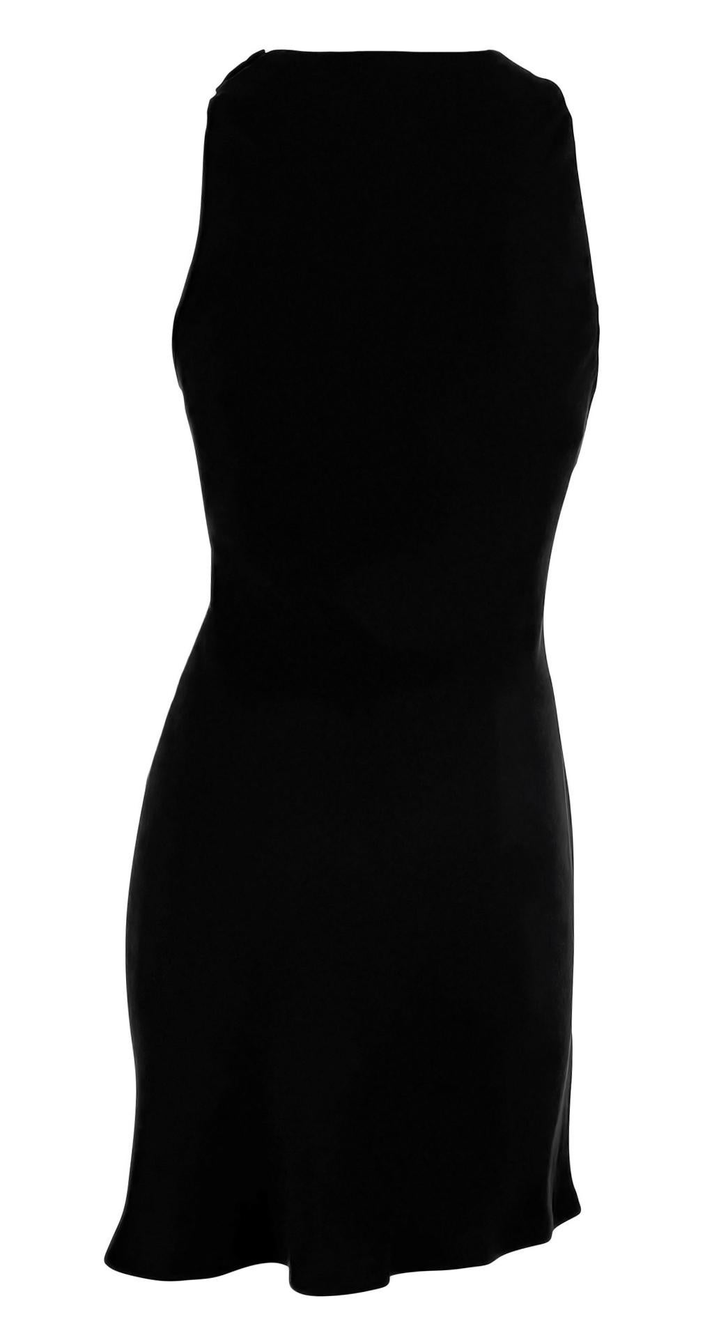F/W 1989 Ralph Lauren Naomi Campbell Runway Black Bias Cut Silk Sleeveless Dress - RealList