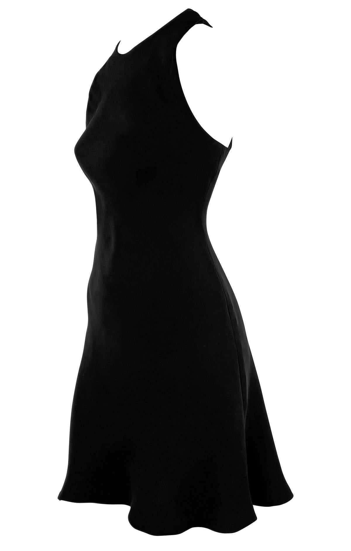 F/W 1989 Ralph Lauren Naomi Campbell Runway Black Bias Cut Silk Sleeveless Dress - RealList