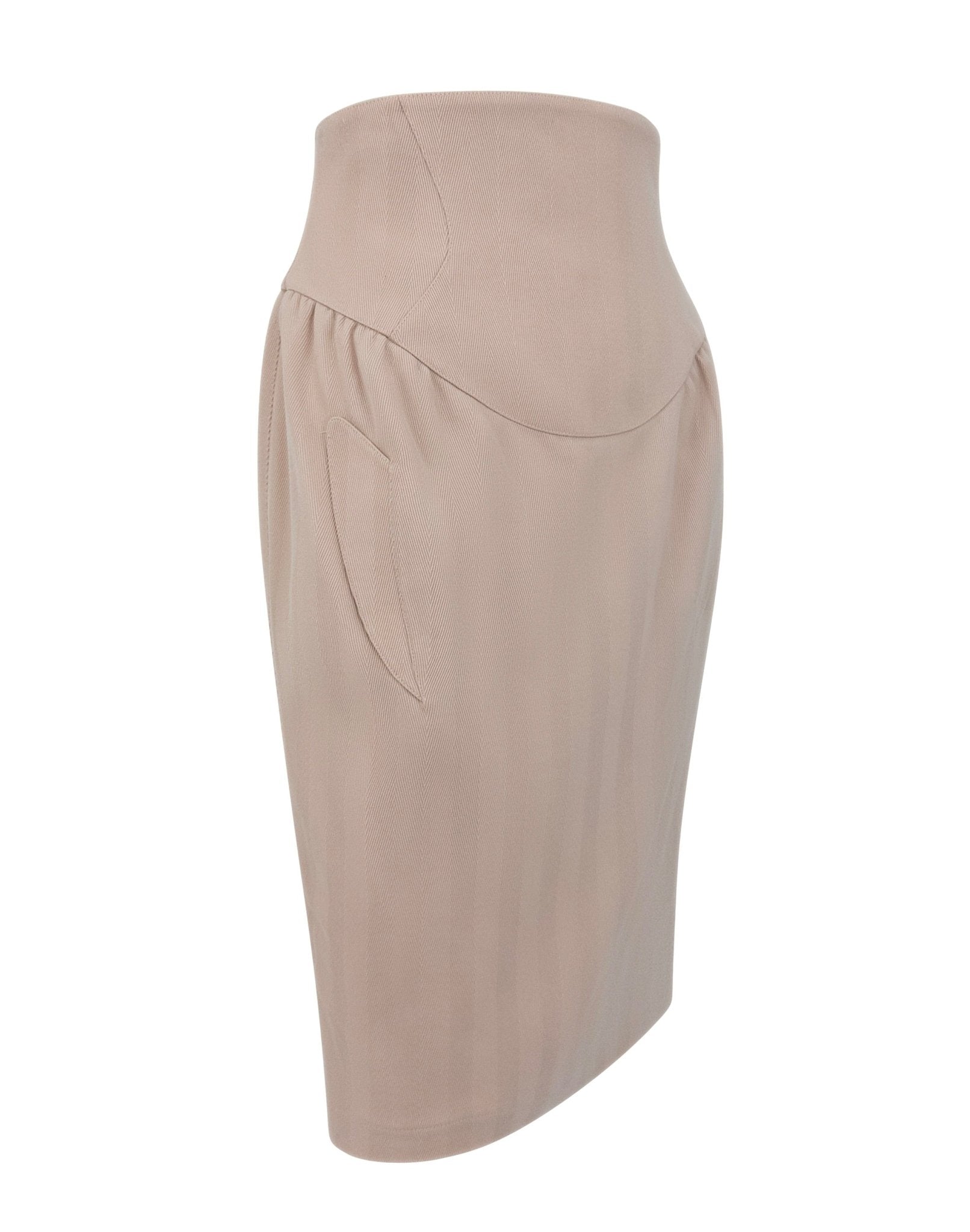 F/W 1989 Thierry Mugler 'Hiver Buick' Blush Studded Metal Accent Skirt Suit - RealList