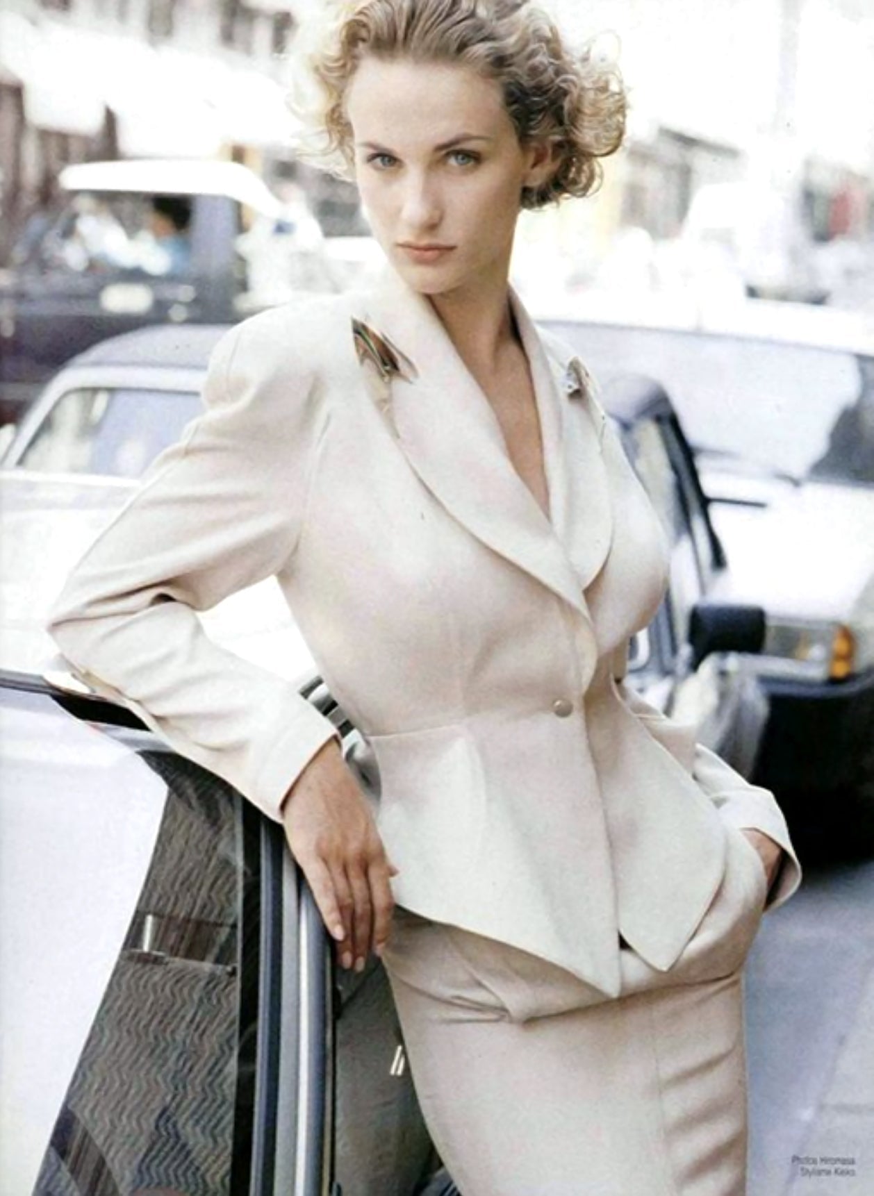 F/W 1989 Thierry Mugler 'Hiver Buick' Blush Studded Metal Accent Skirt Suit - RealList