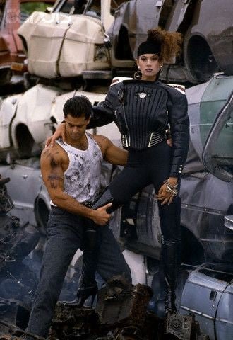 F/W 1989 Thierry Mugler Hiver Buick Sculptural Chrome Grille Leather Moto Jacket - RealList