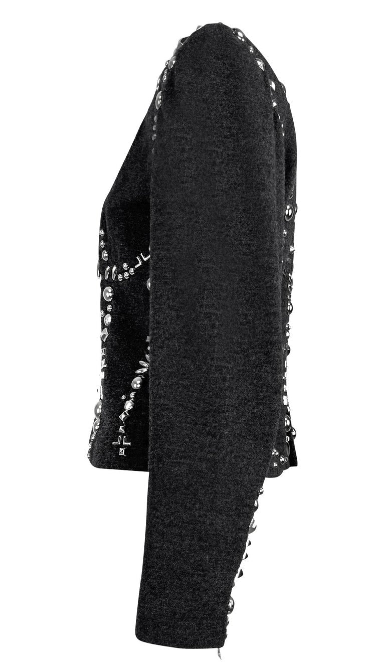 F/W 1991 Angelo Tarlazzi Runway Metal Studded Contour Charcoal Grey Jacket - RealList