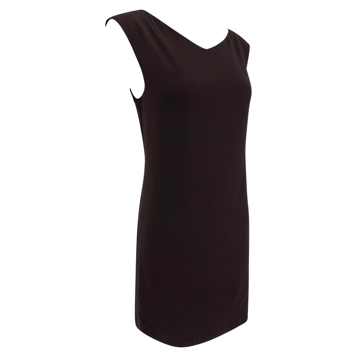 F/W 1991 Calvin Klein Brown Silk Wide V Neck Mini Shift Dress - RealList
