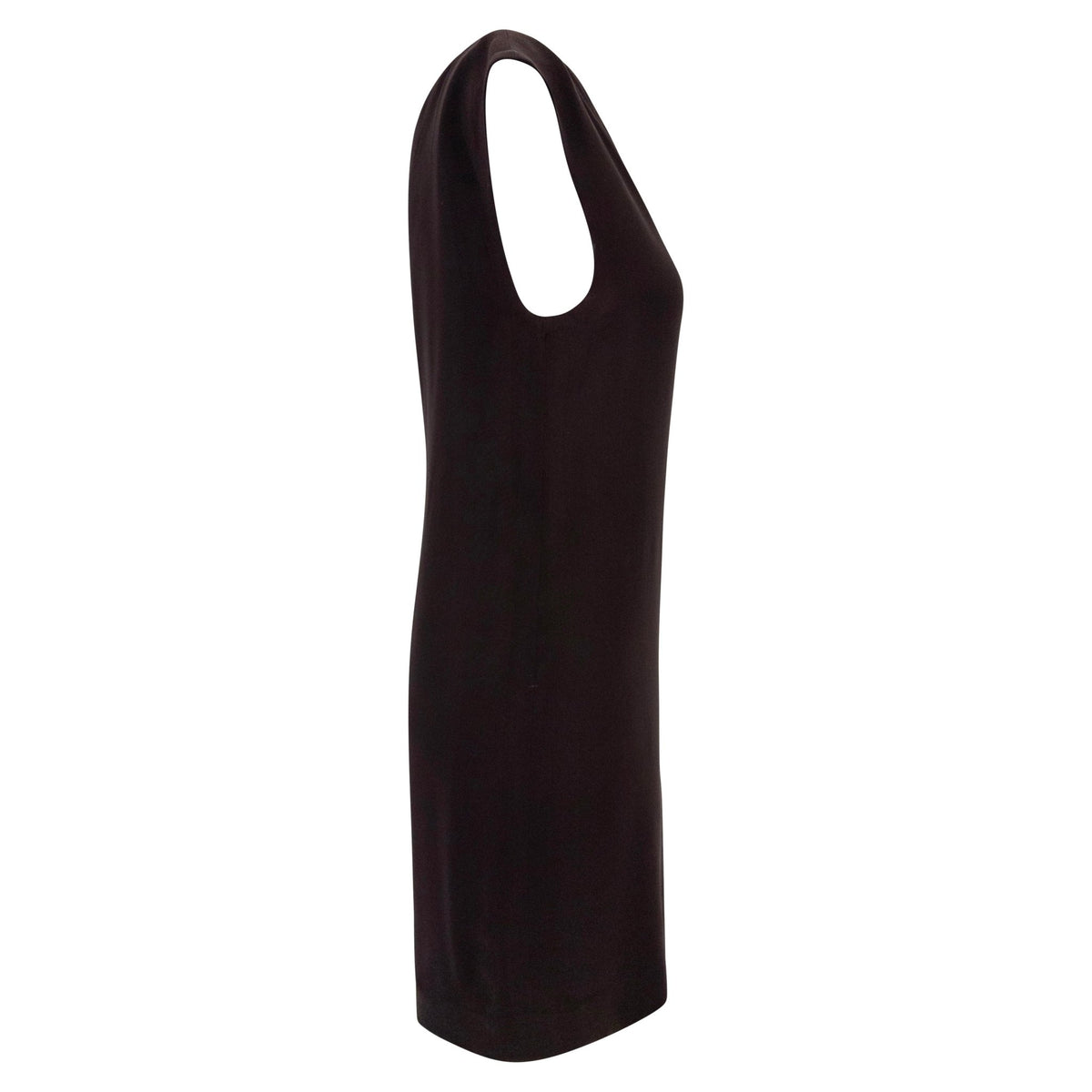 F/W 1991 Calvin Klein Brown Silk Wide V Neck Mini Shift Dress - RealList