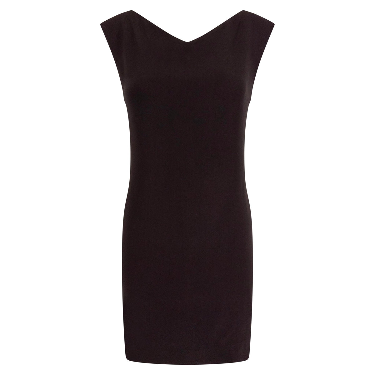 F/W 1991 Calvin Klein Brown Silk Wide V Neck Mini Shift Dress - RealList