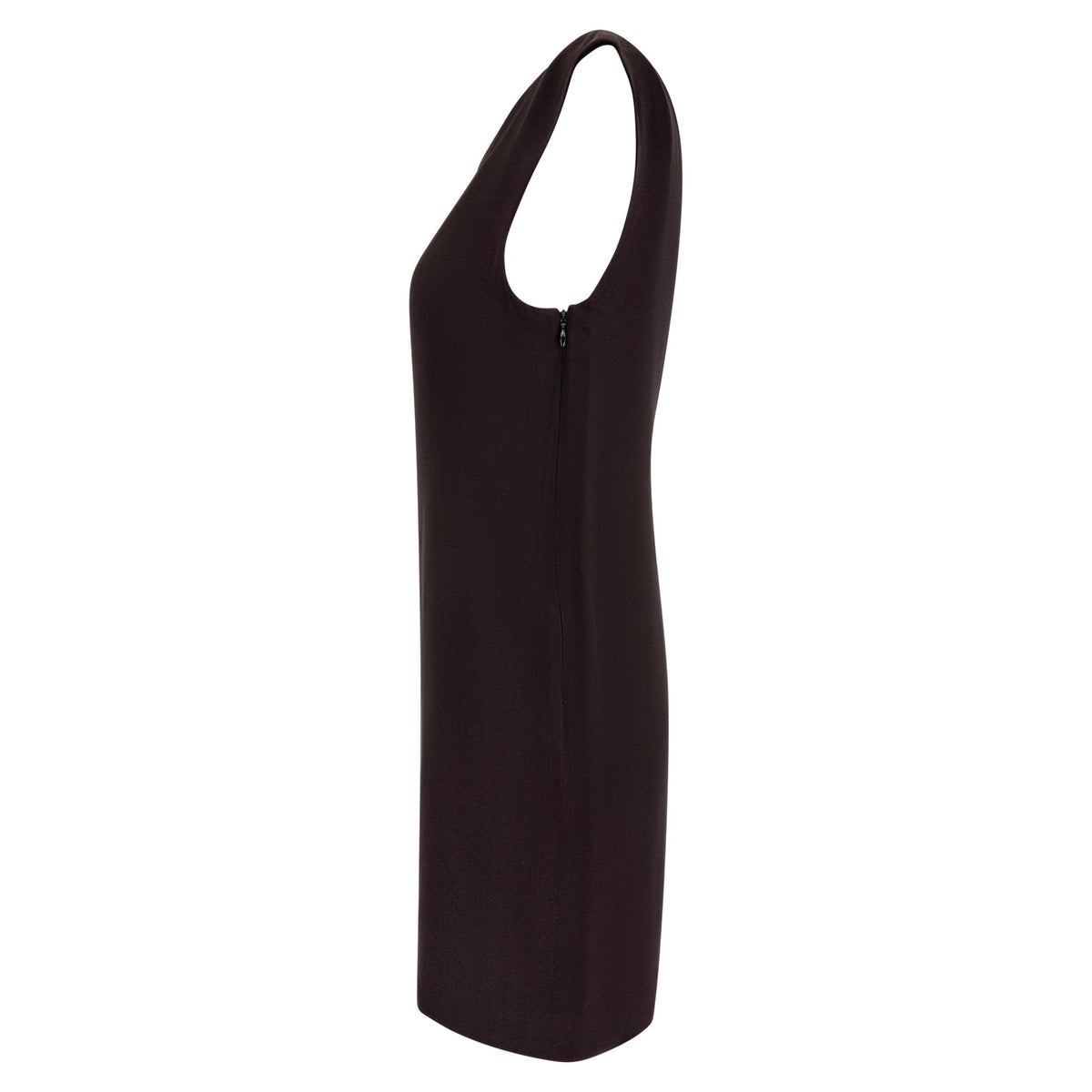 F/W 1991 Calvin Klein Brown Silk Wide V Neck Mini Shift Dress - RealList