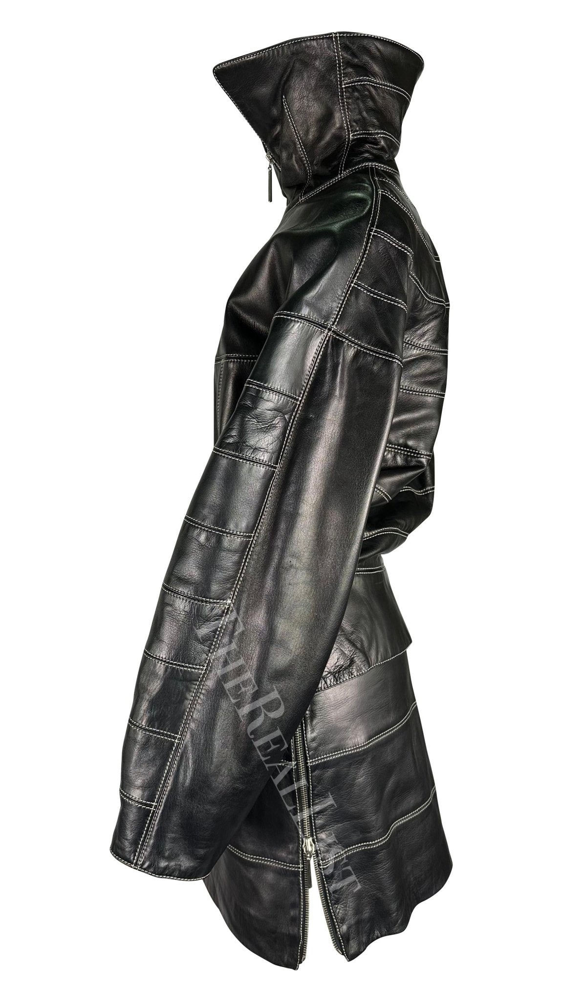 F/W 1991 Claude Montana Runway Leather Moto Jacket Skirt Set - RealList