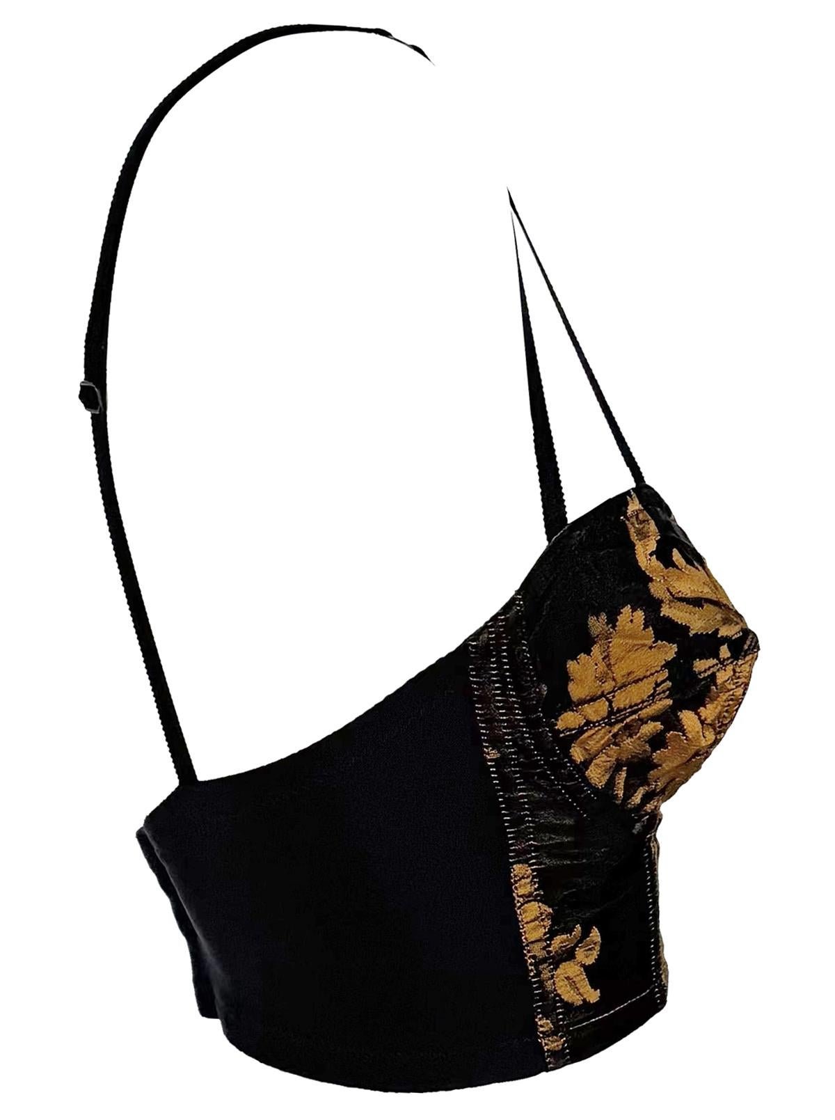 F/W 1991 Dolce & Gabbana Black Gold Tapestry Bodycon Bustier Crop Top - RealList