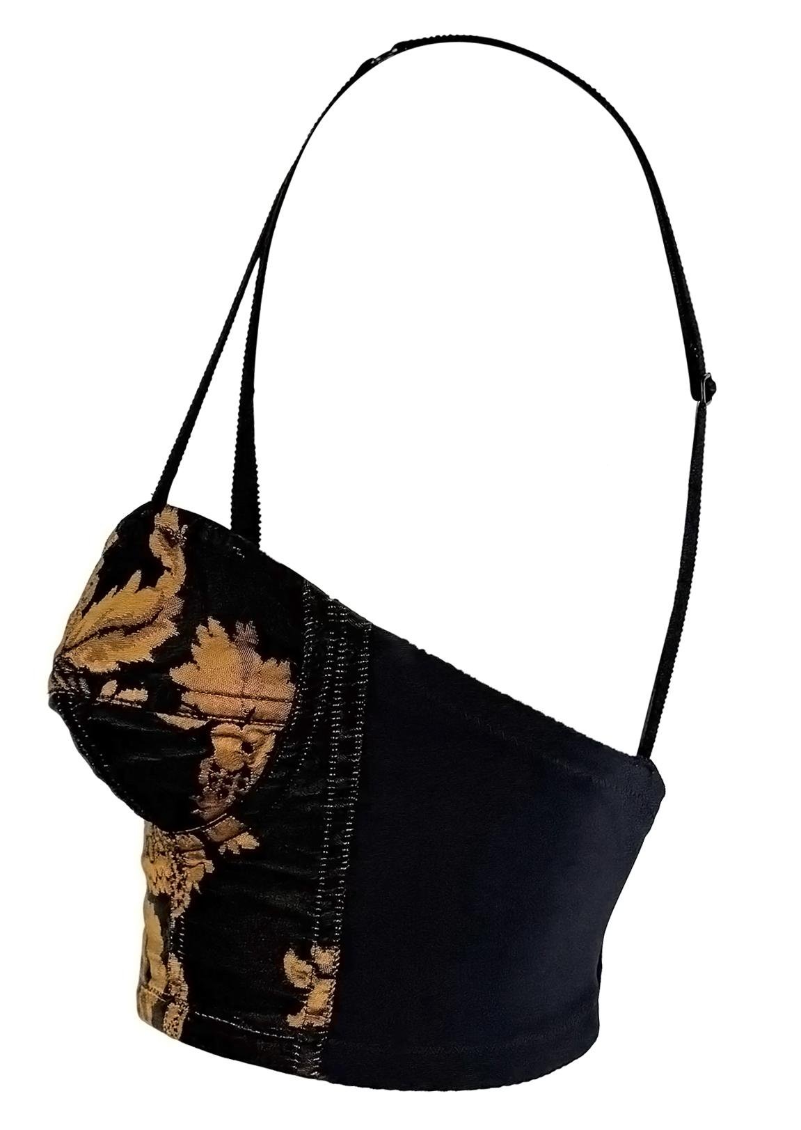 F/W 1991 Dolce & Gabbana Black Gold Tapestry Bodycon Bustier Crop Top - RealList