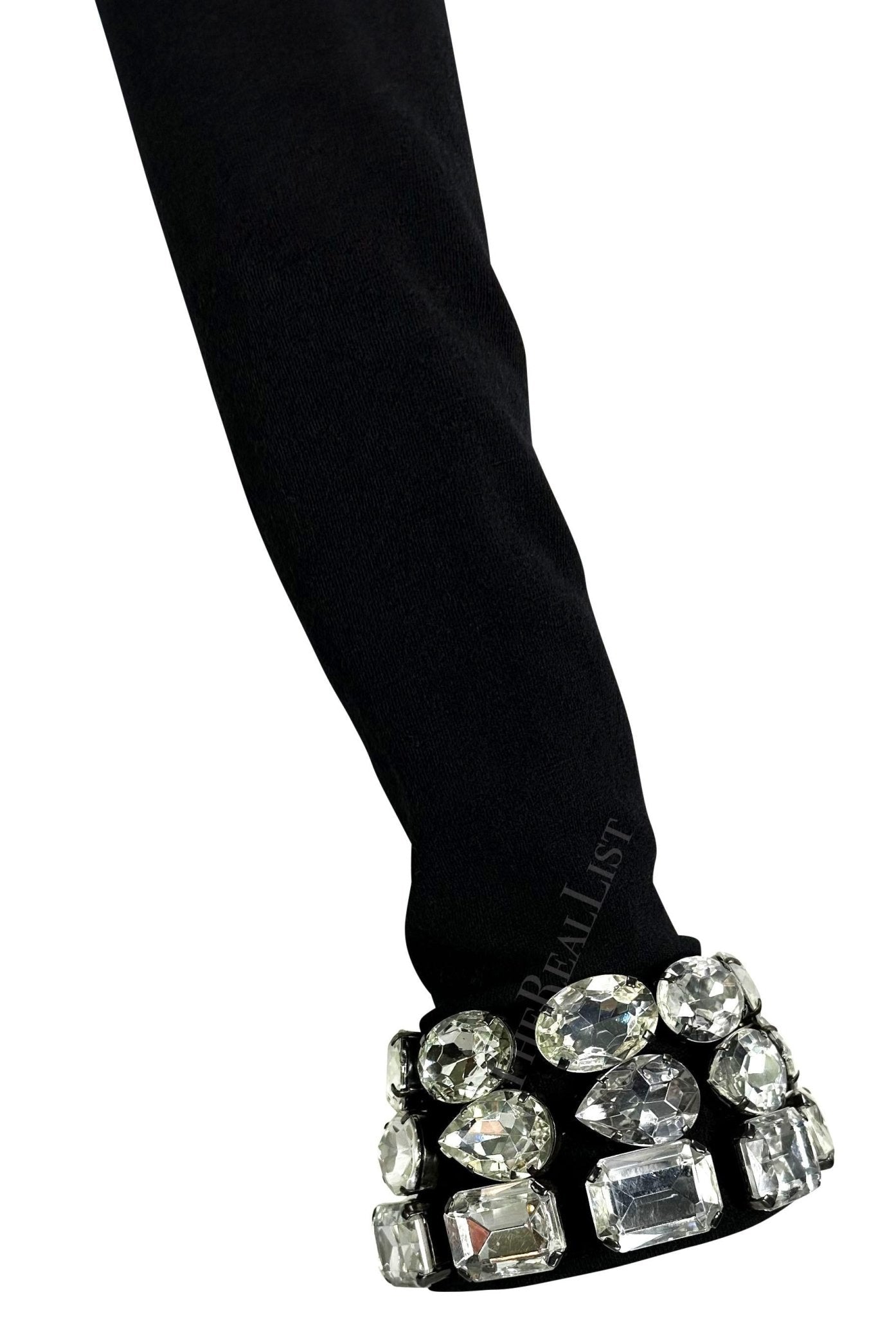 F/W 1991 Dolce & Gabbana Crystal Rhinestone Accented Black Cropped Turtleneck - RealList