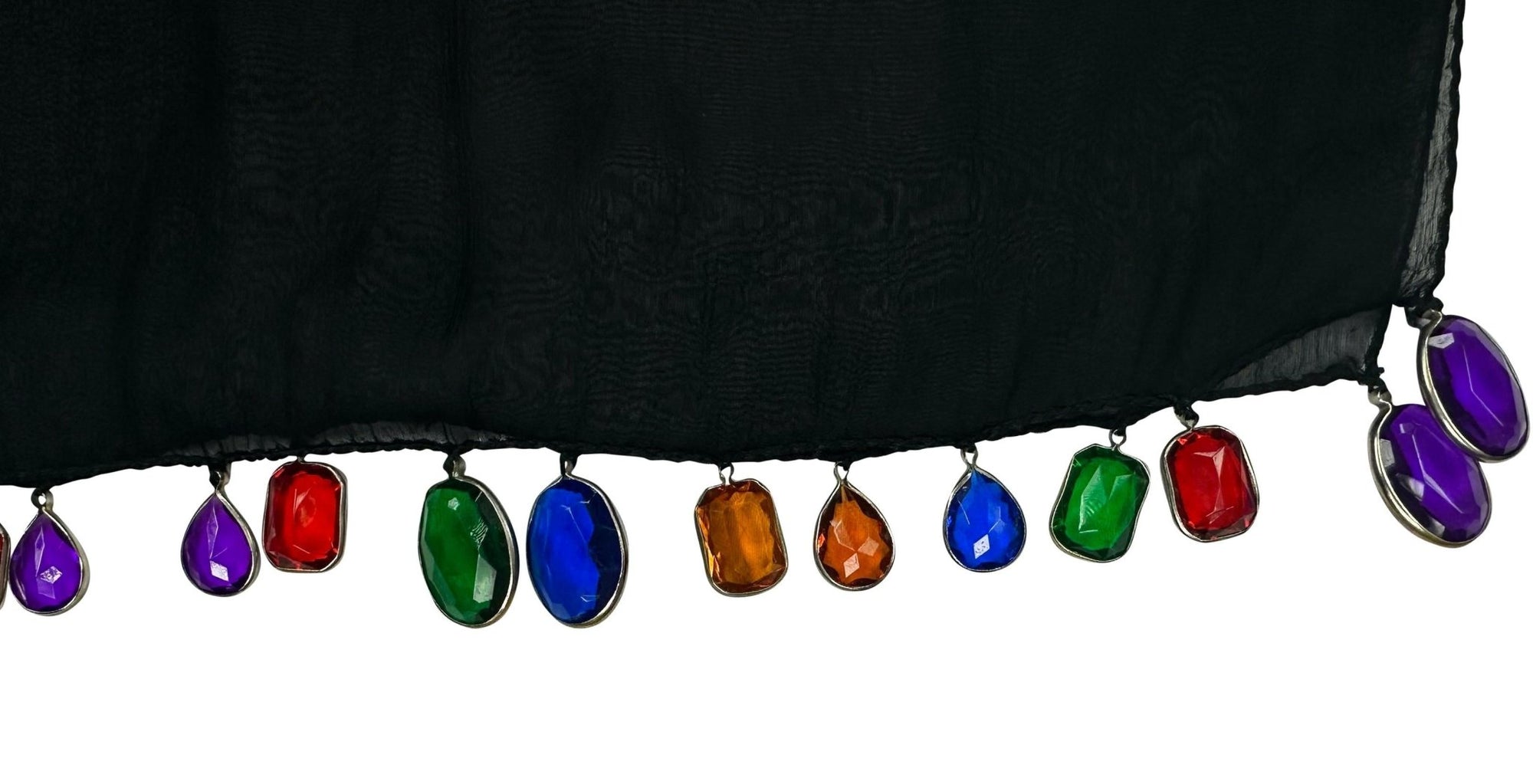 F/W 1991 Dolce & Gabbana Jeweled Rhinestone Sheer Black Silk Chiffon Scarf - RealList