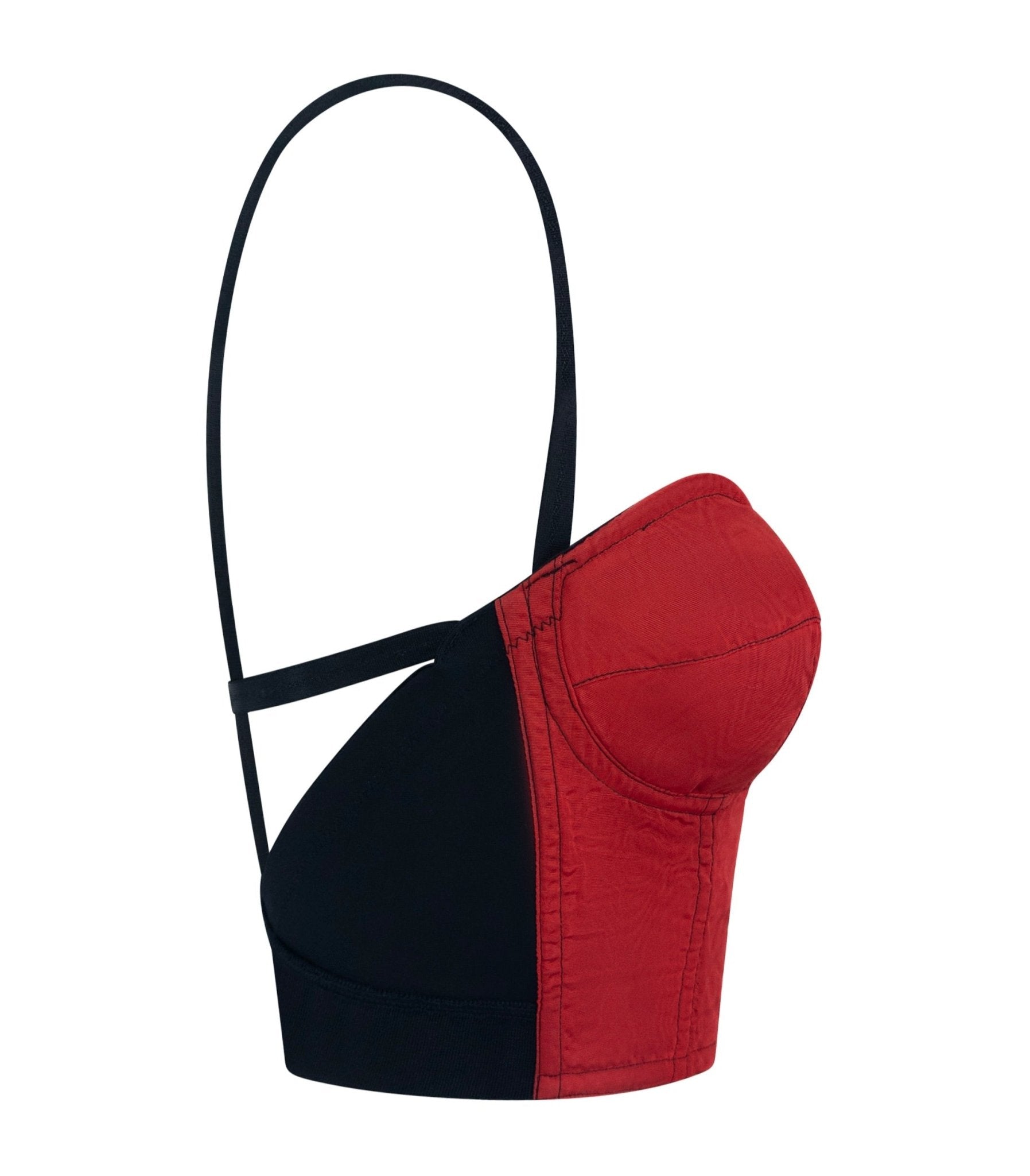 F/W 1991 Dolce & Gabbana Runway Red Moire Satin Bustier Backless Crop Top - RealList