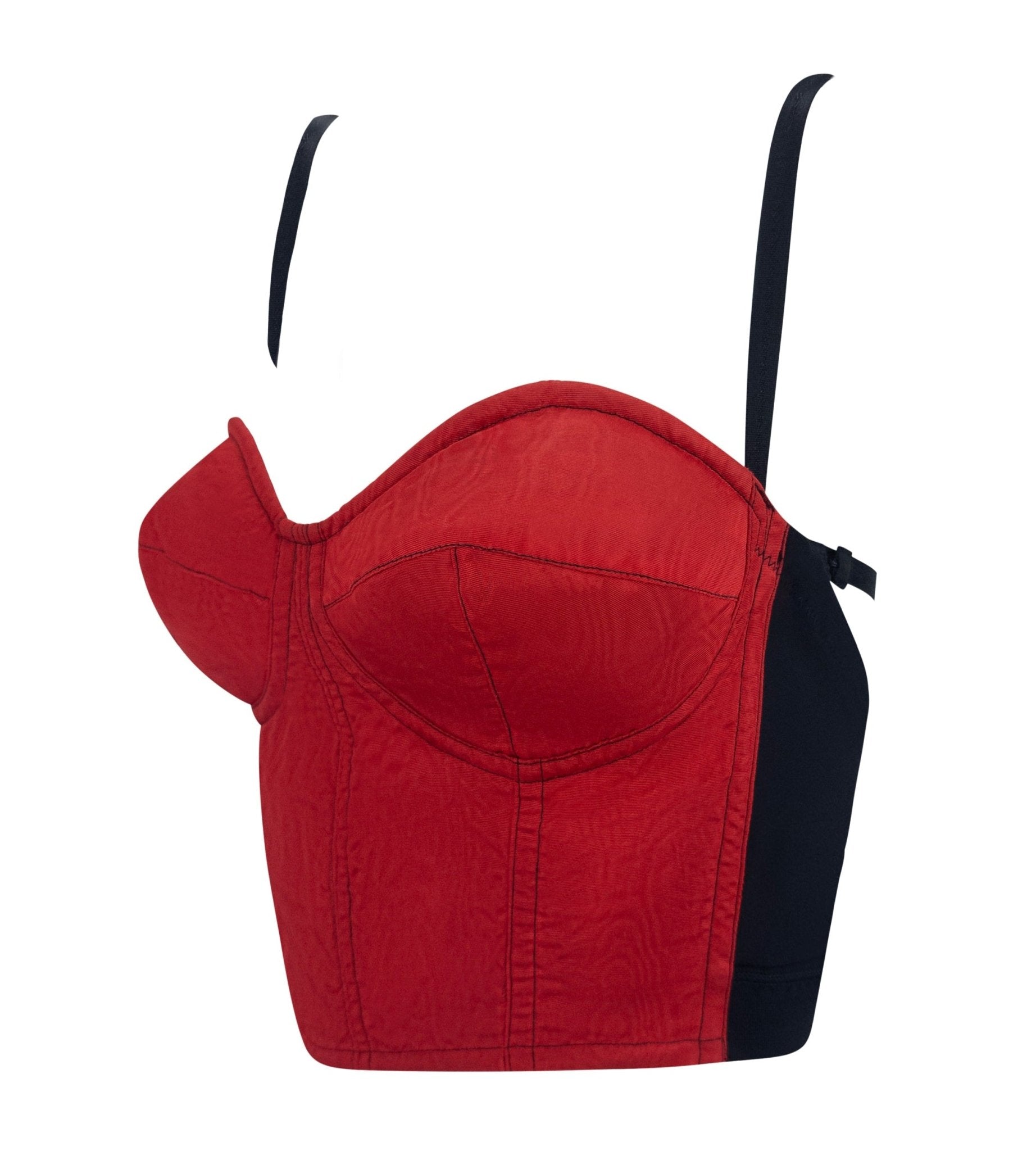 F/W 1991 Dolce & Gabbana Runway Red Moire Satin Bustier Backless Crop Top - RealList