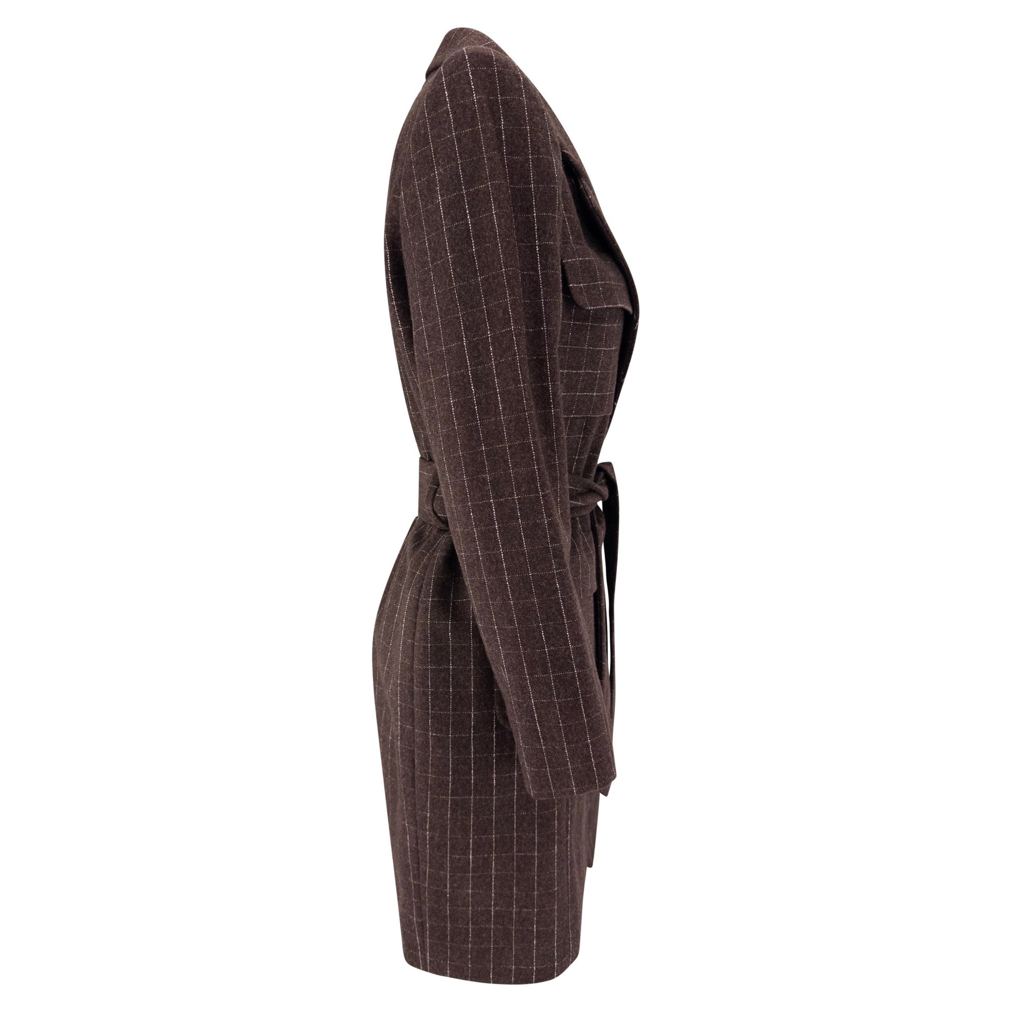F/W 1991 Isaac Mizrahi Runway Brown Window Pane Blazer Mini Blazer Coat Dress - RealList