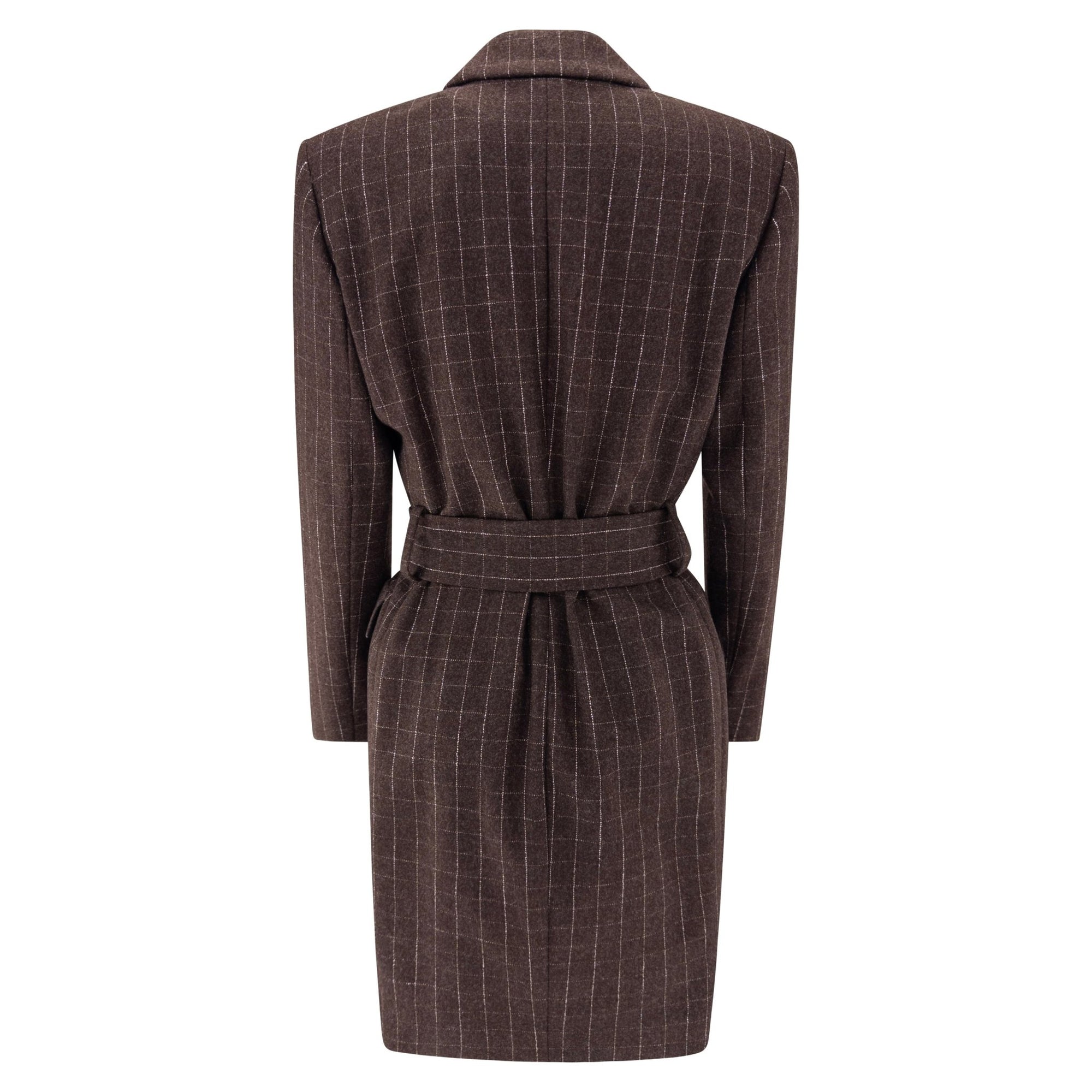 F/W 1991 Isaac Mizrahi Runway Brown Window Pane Blazer Mini Blazer Coat Dress - RealList