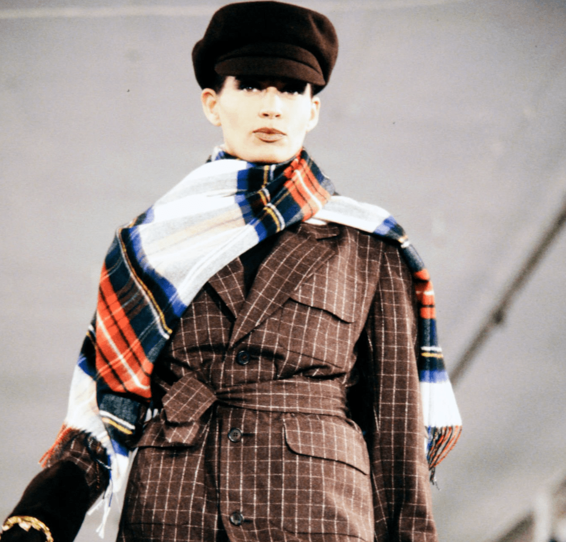 F/W 1991 Isaac Mizrahi Runway Brown Window Pane Blazer Mini Blazer Coat Dress - RealList