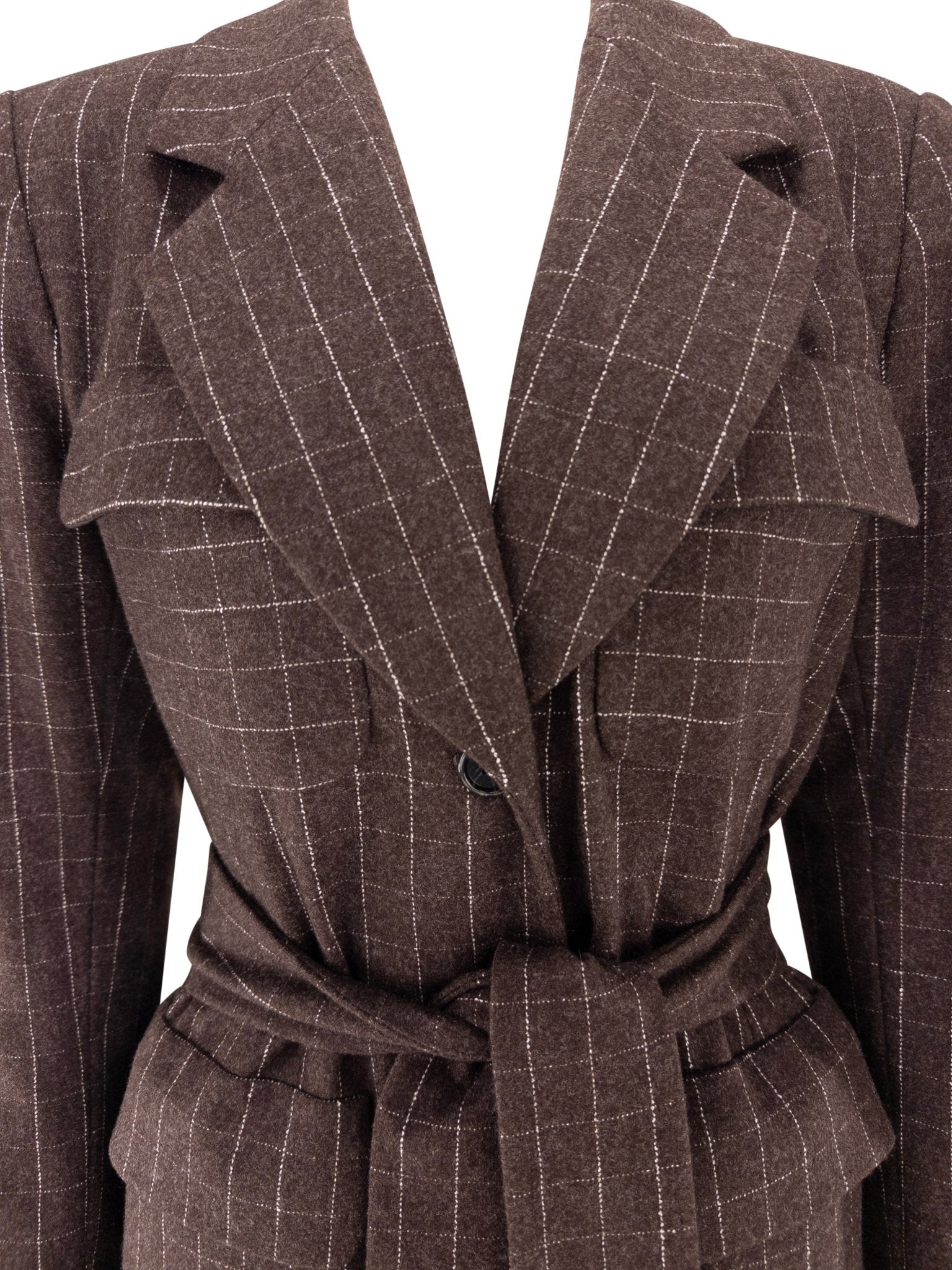 F/W 1991 Isaac Mizrahi Runway Brown Window Pane Blazer Mini Blazer Coat Dress - RealList