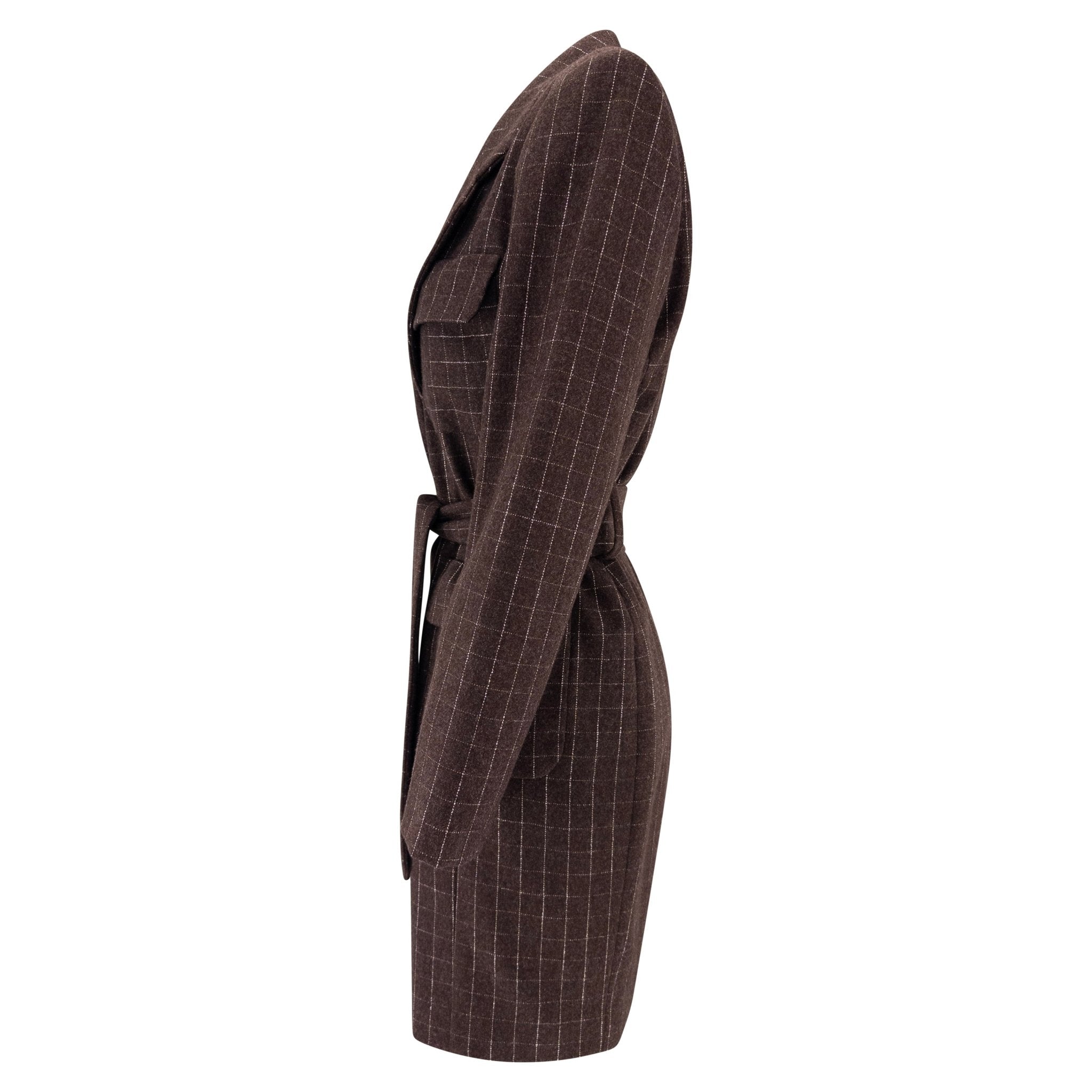 F/W 1991 Isaac Mizrahi Runway Brown Window Pane Blazer Mini Blazer Coat Dress - RealList