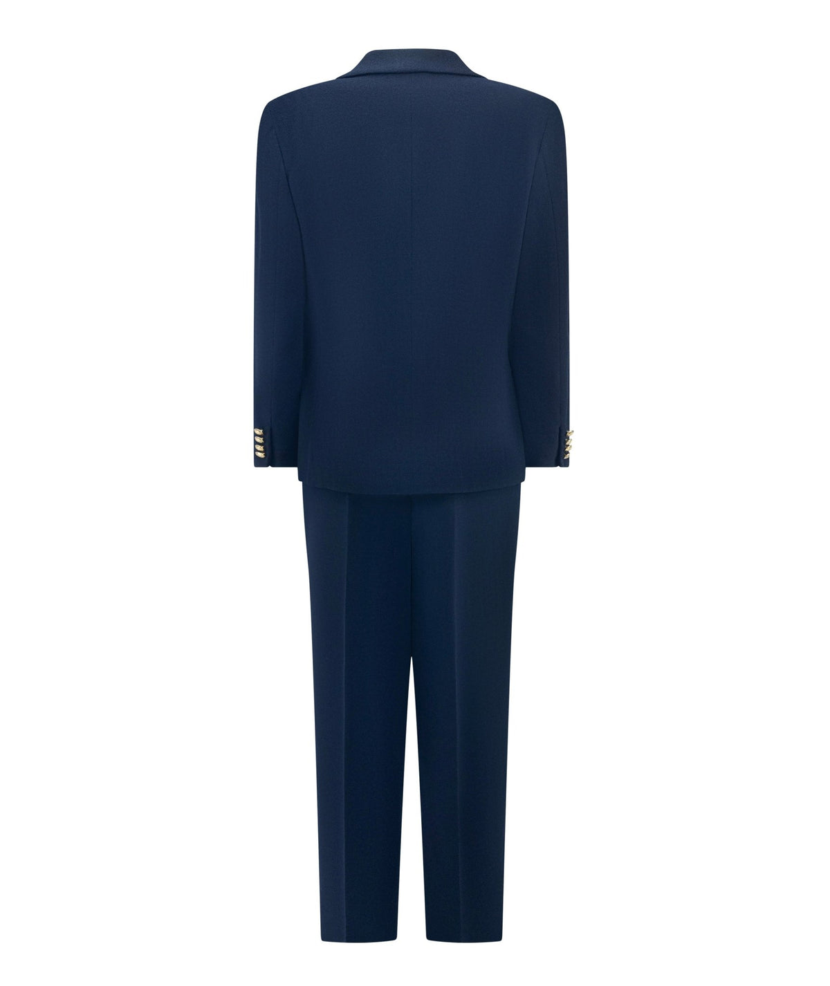 F/W 1991 Ralph Lauren Collection Navy Blue Wool Gold Button Wide - Leg Pantsuit - RealList