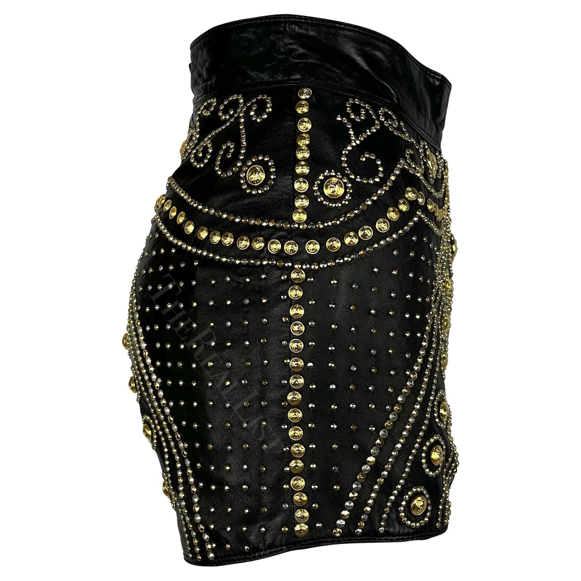 F/W 1992 Atelier Versace Haute Couture Runway Medusa Studded Leather Shorts - RealList