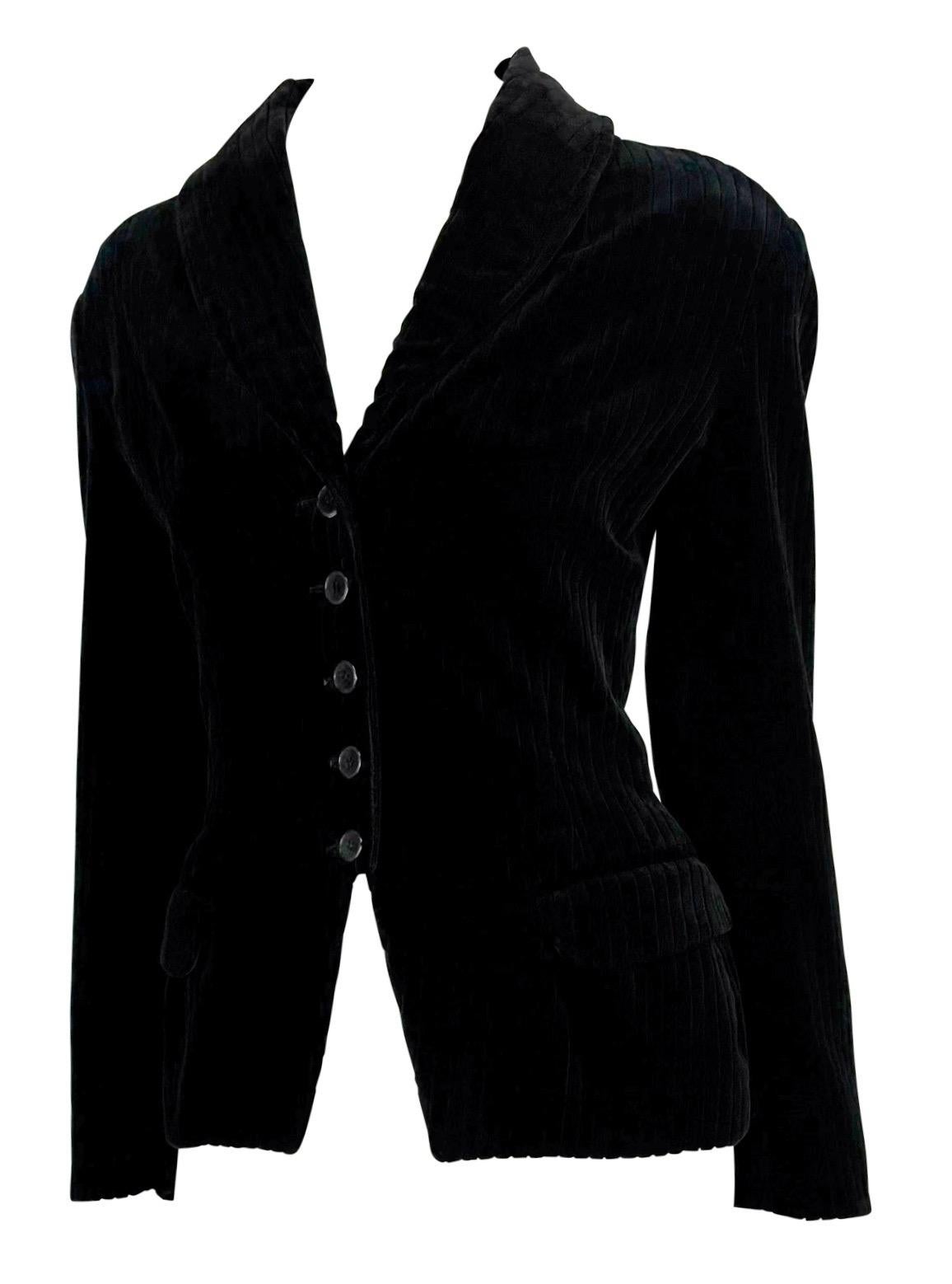 F/W 1992 Azzedine Alaïa Black Channel Velvet Blazer Jacket - RealList