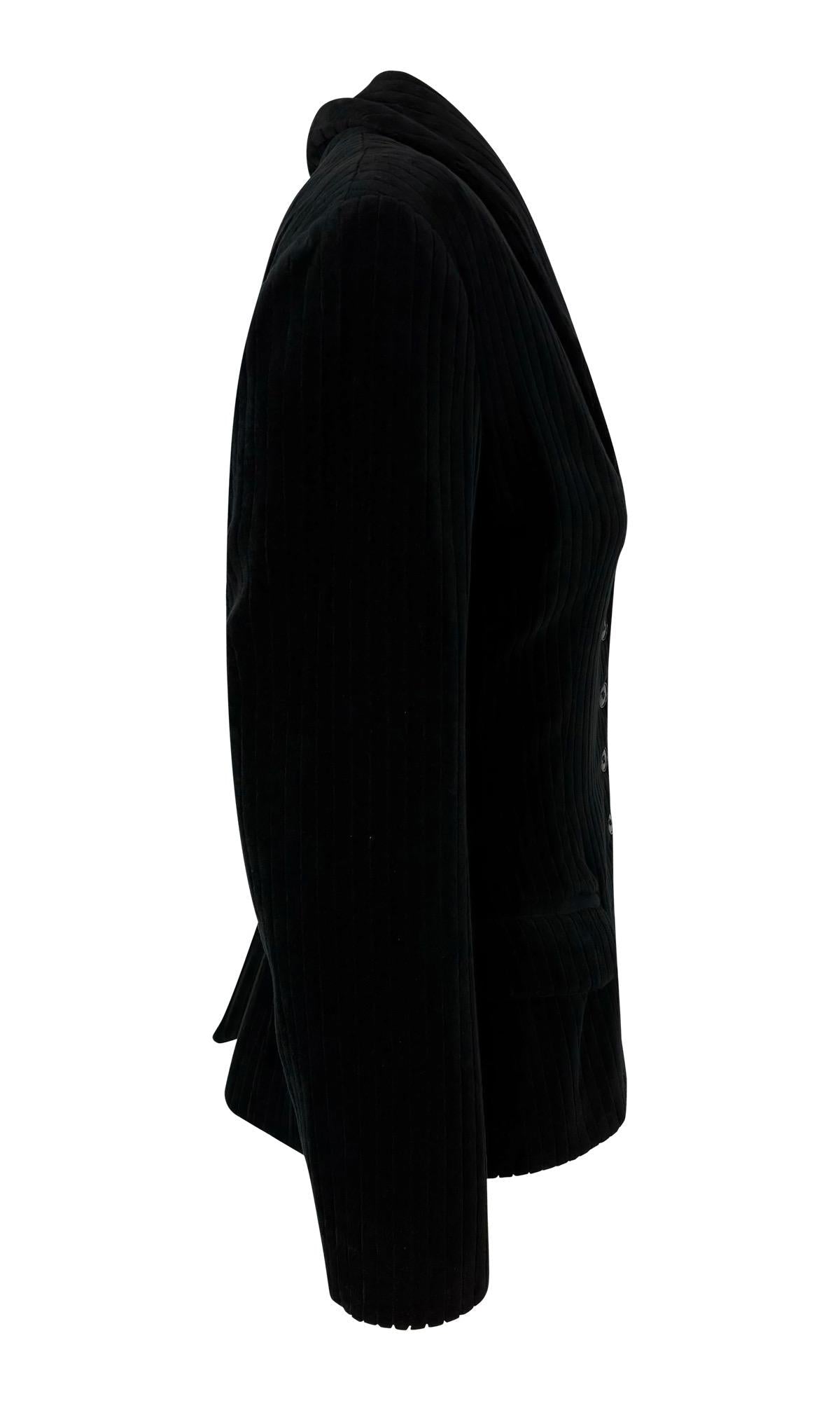 F/W 1992 Azzedine Alaïa Black Channel Velvet Blazer Jacket - RealList