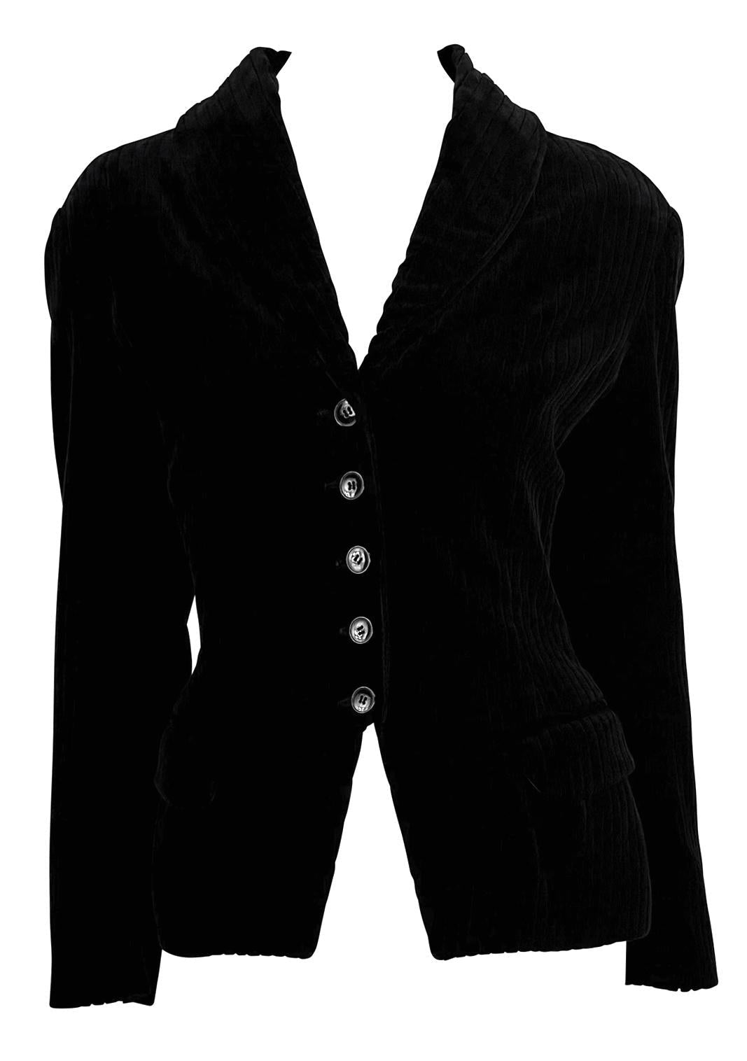 F/W 1992 Azzedine Alaïa Black Channel Velvet Blazer Jacket - RealList