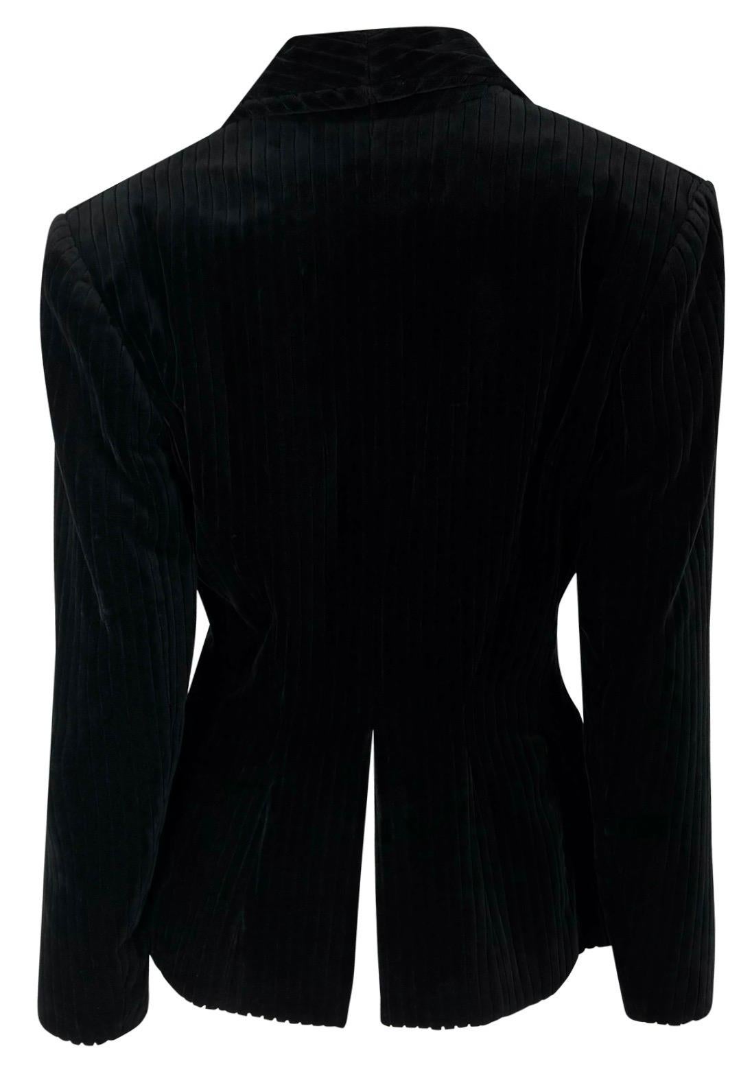 F/W 1992 Azzedine Alaïa Black Channel Velvet Blazer Jacket - RealList