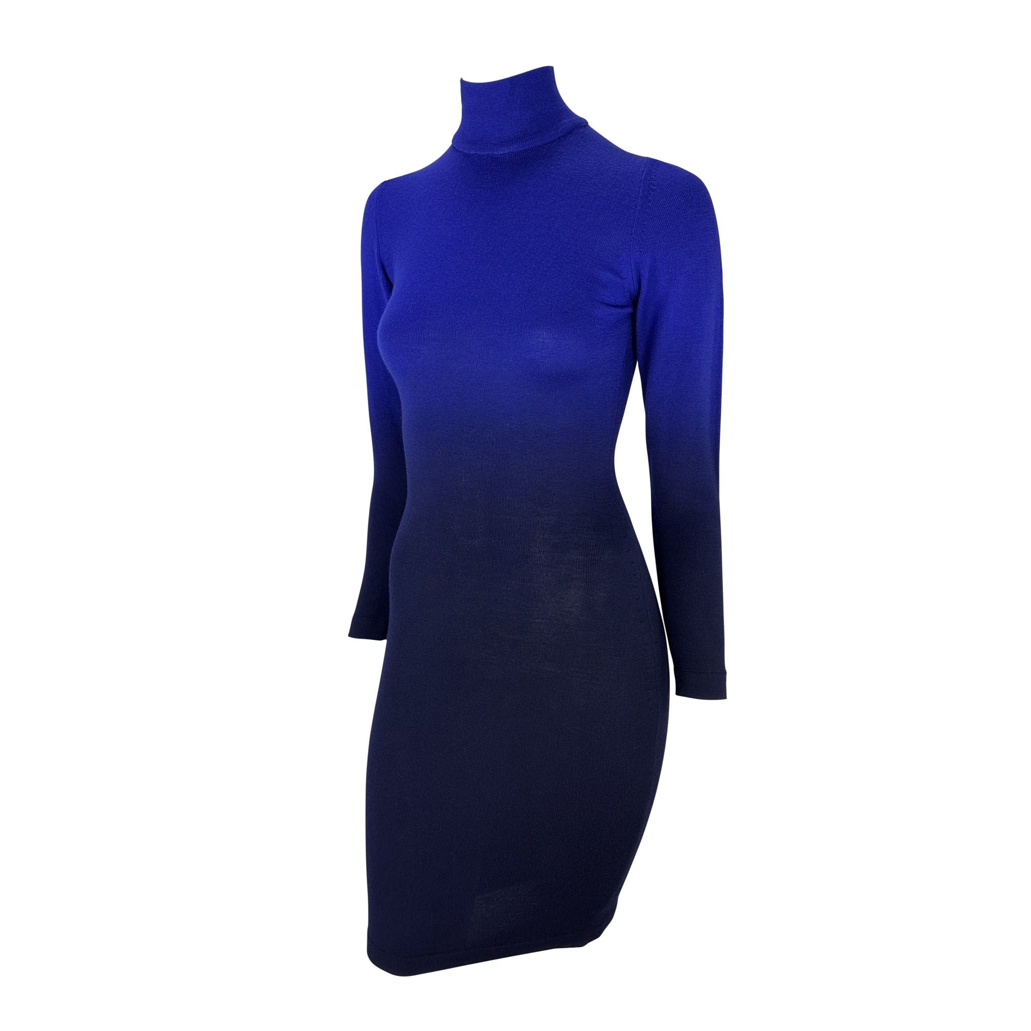 F/W 1992 Claude Montana Runway Blue Ombré Knit Dress - RealList