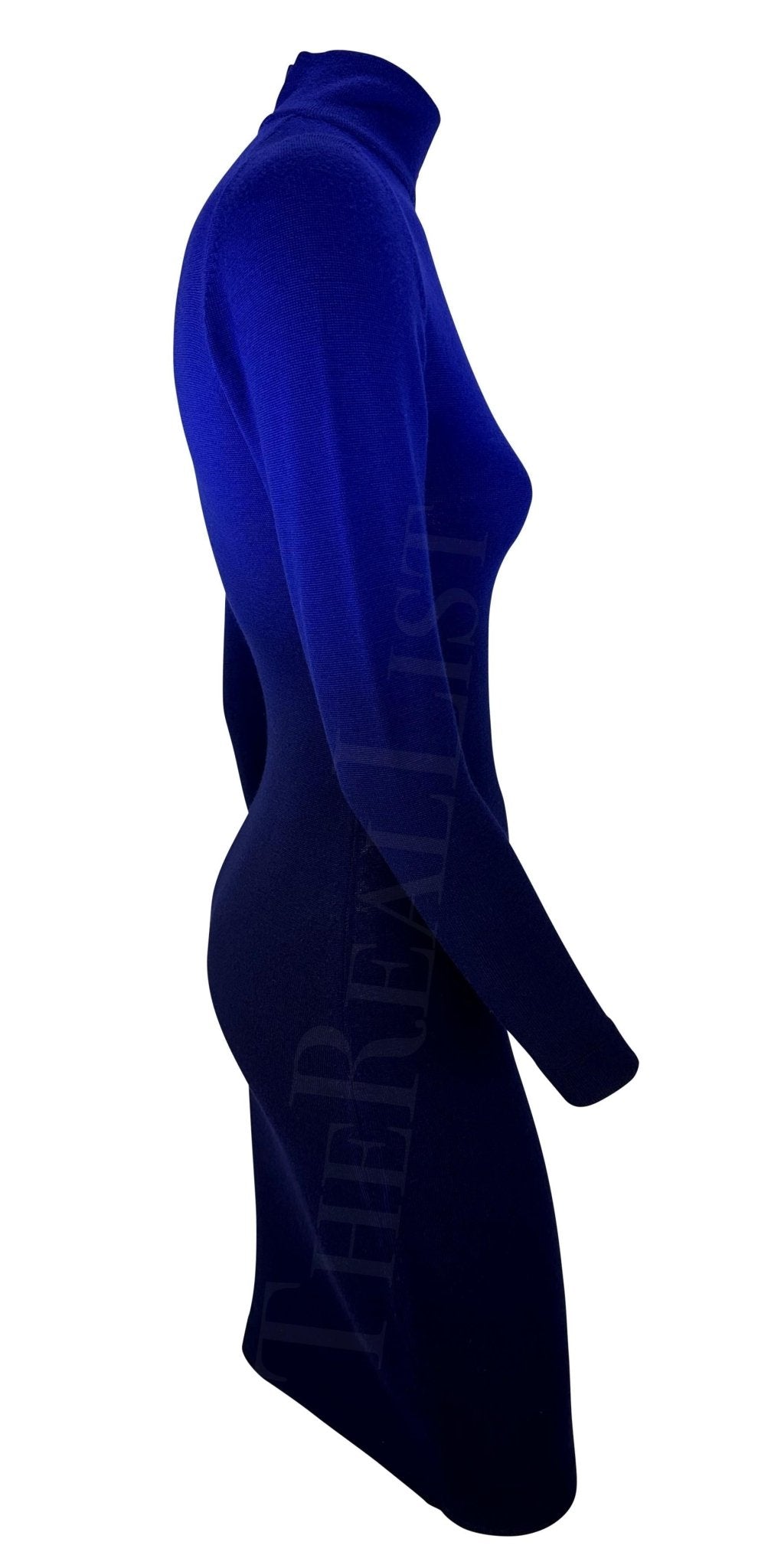 F/W 1992 Claude Montana Runway Blue Ombré Knit Dress - RealList
