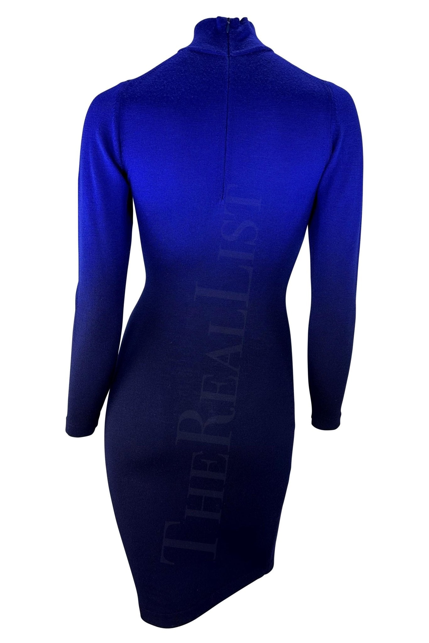 F/W 1992 Claude Montana Runway Blue Ombré Knit Dress - RealList
