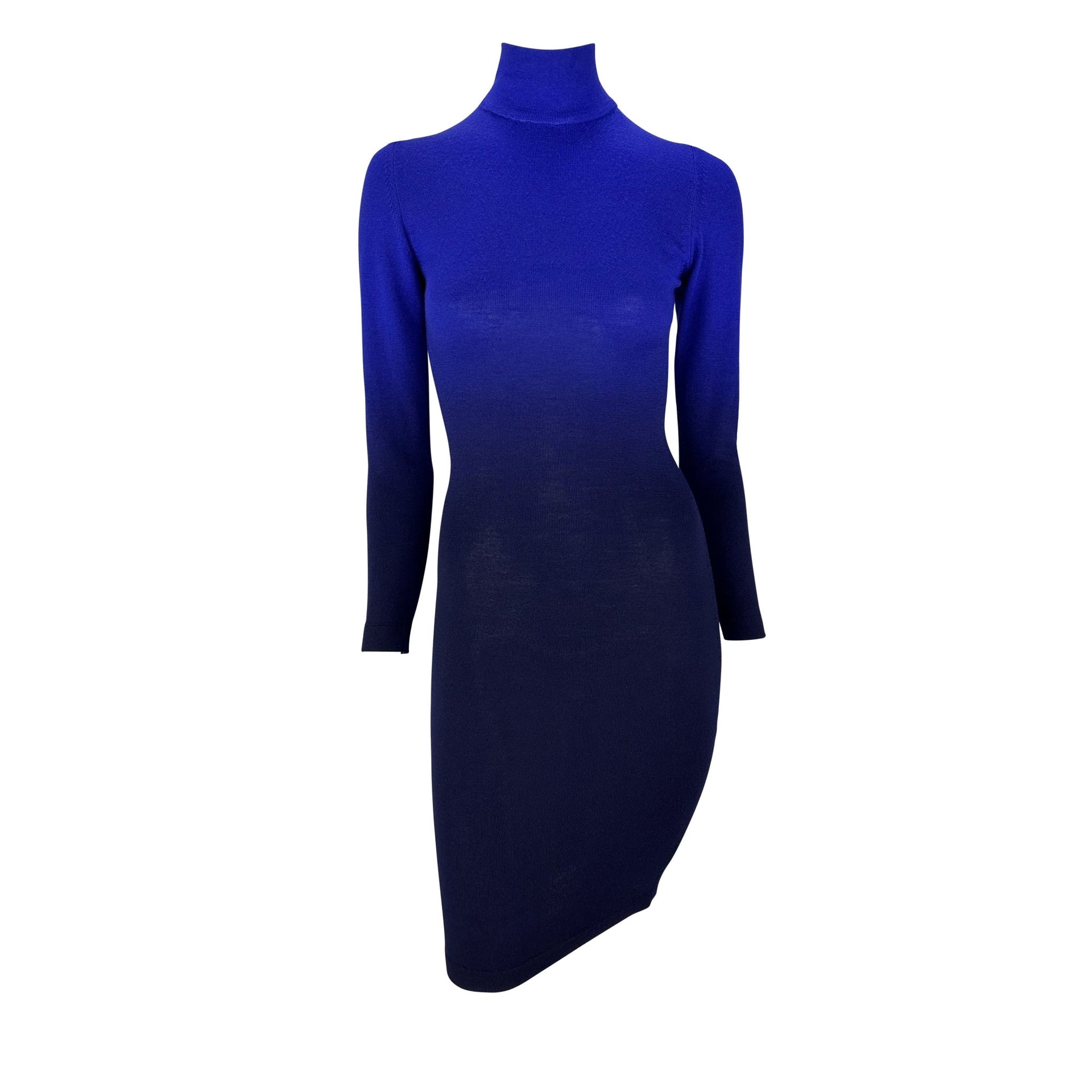 F/W 1992 Claude Montana Runway Blue Ombré Knit Dress - RealList