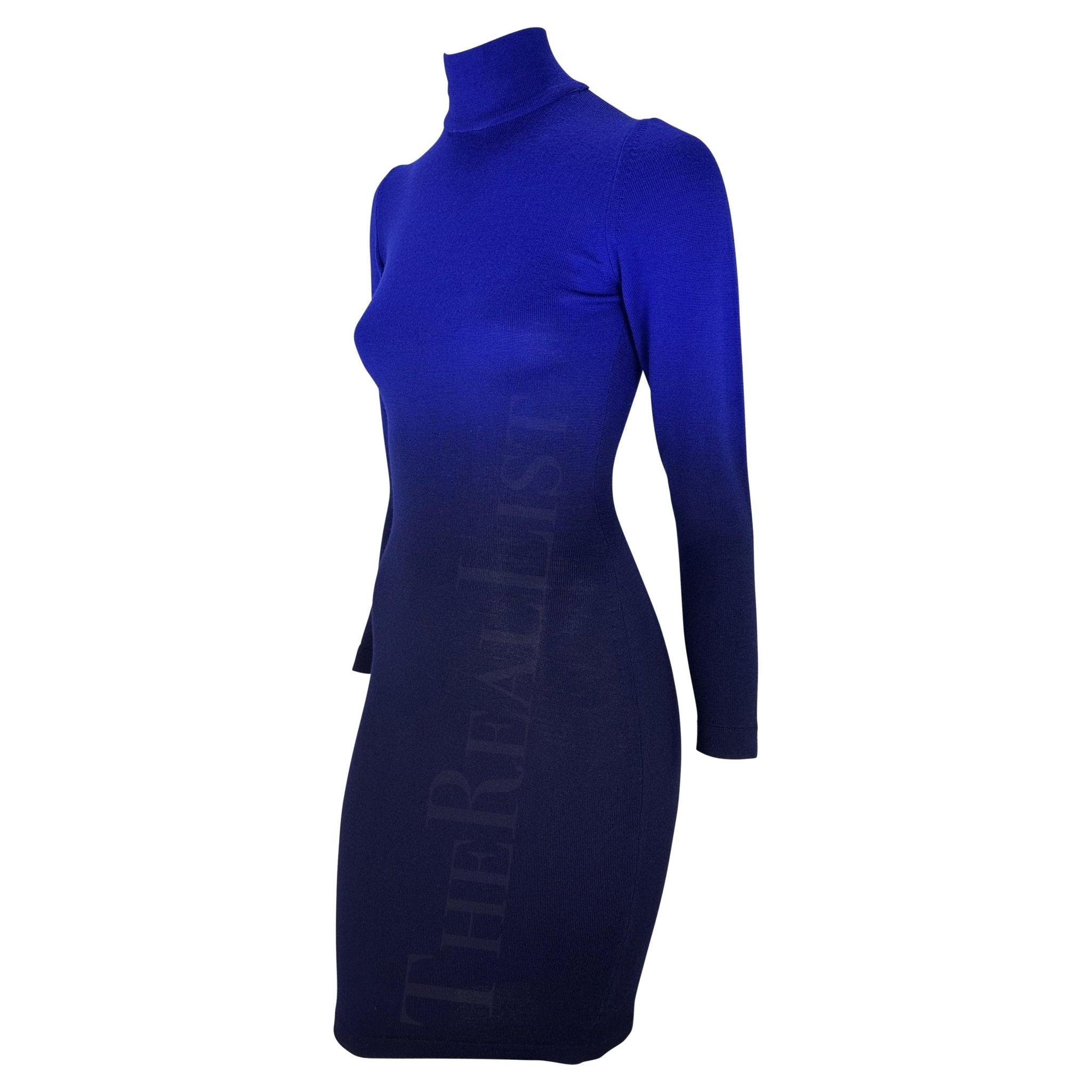 F/W 1992 Claude Montana Runway Blue Ombré Knit Dress - RealList