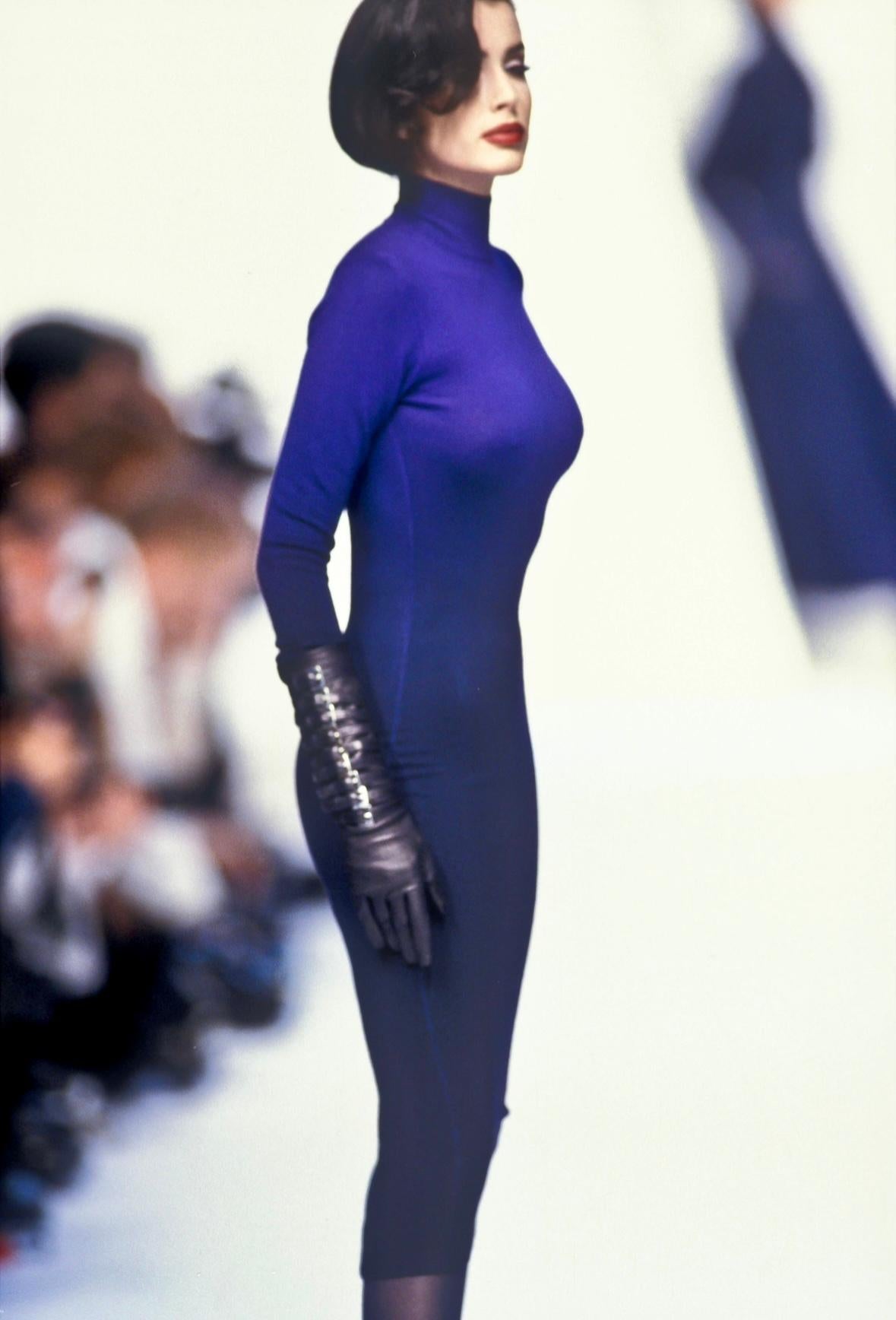 F/W 1992 Claude Montana Runway Blue Ombré Knit Dress - RealList