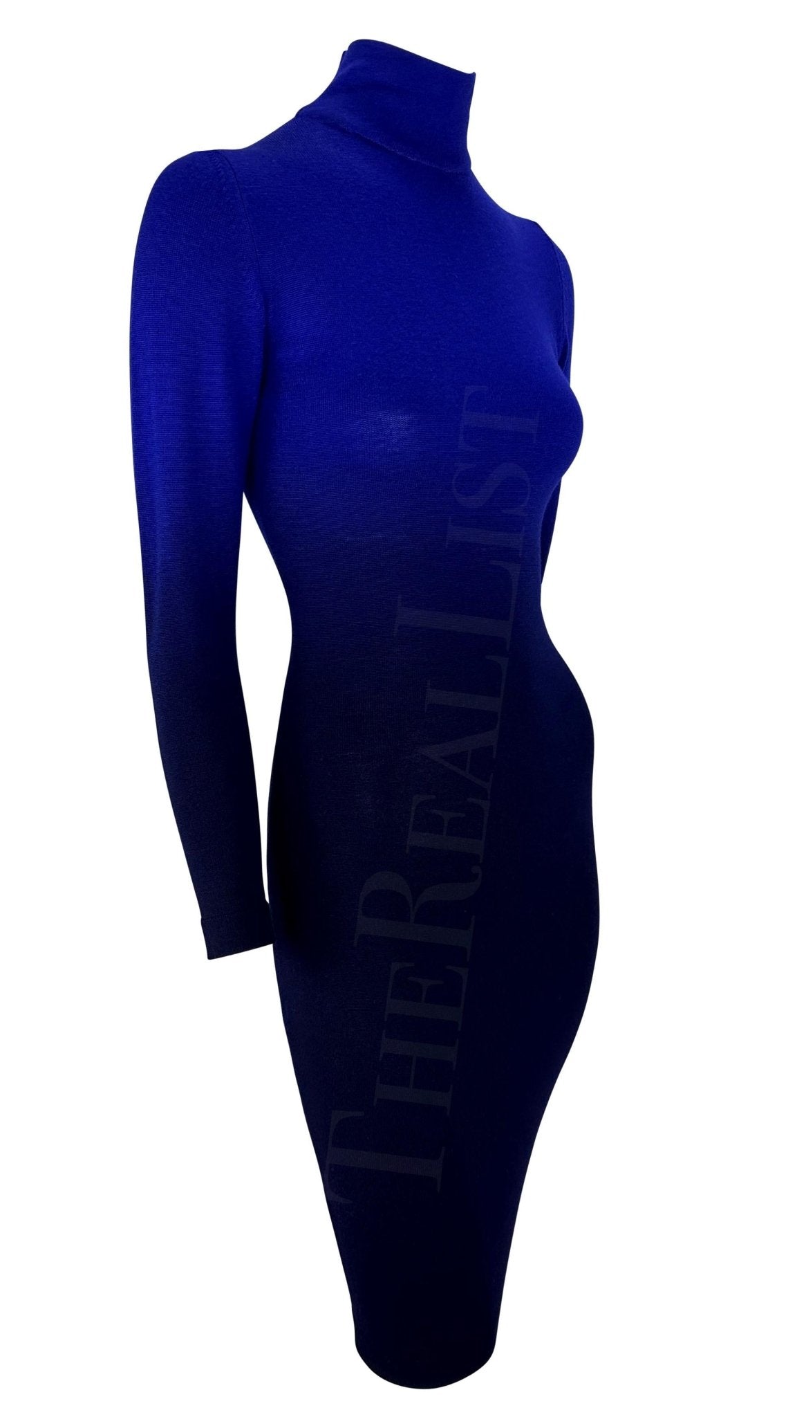 F/W 1992 Claude Montana Runway Blue Ombré Knit Dress - RealList