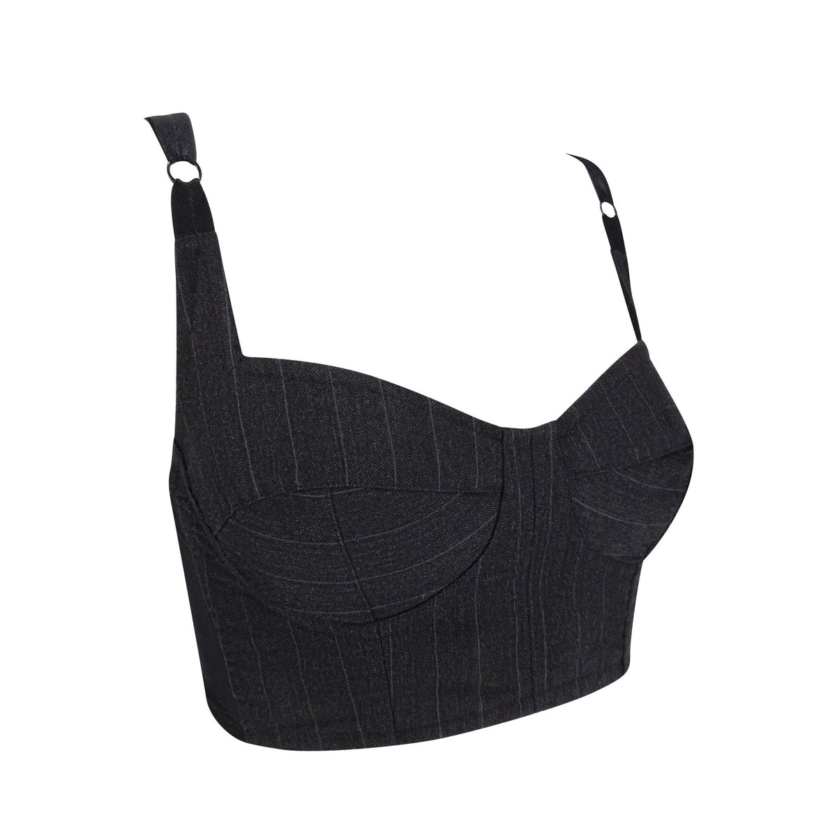 F/W 1992 Dolce & Gabbana Grey Pinstripe Wool Bustier Crop Top - RealList